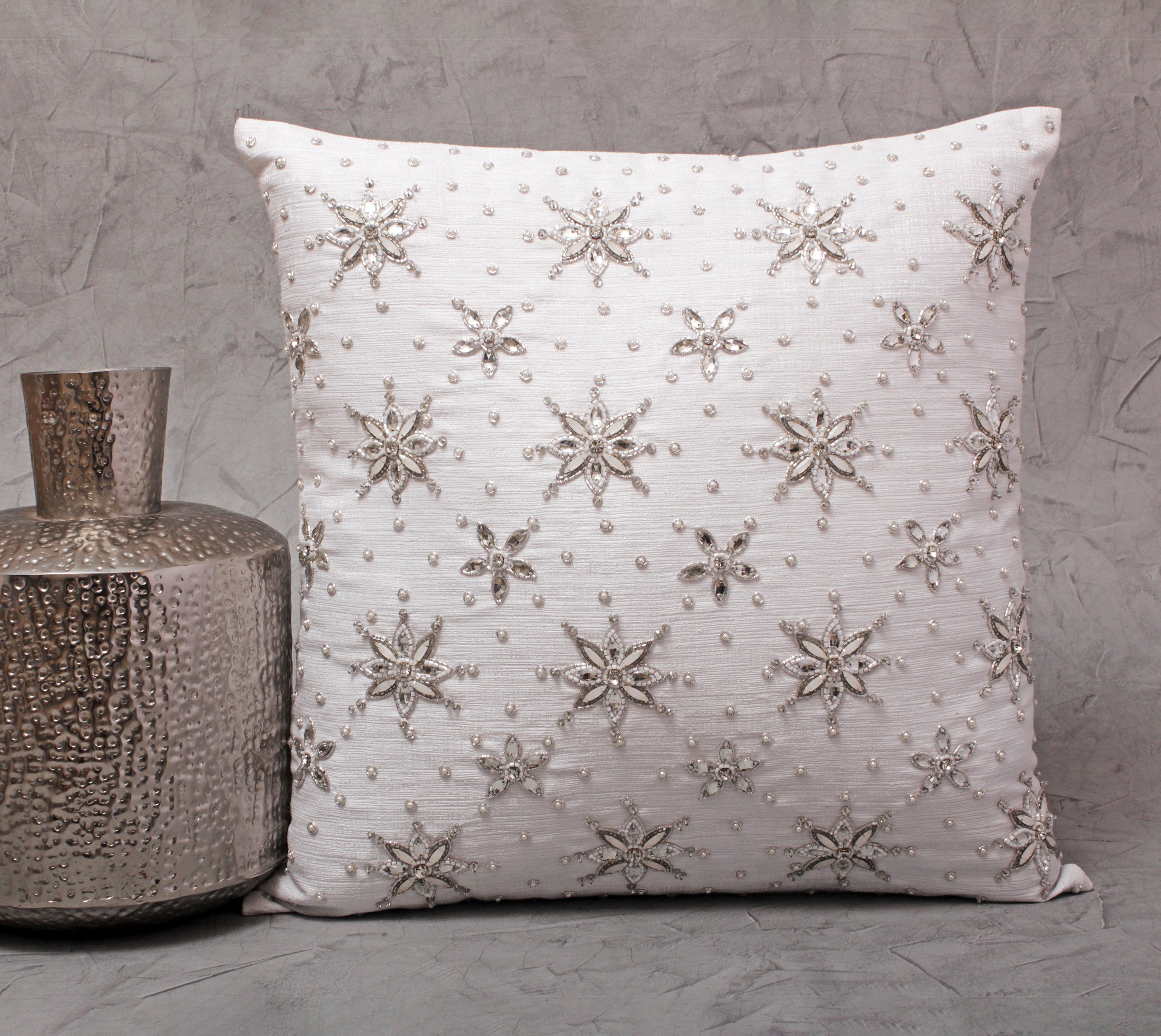 White and Silver Cushion Cover