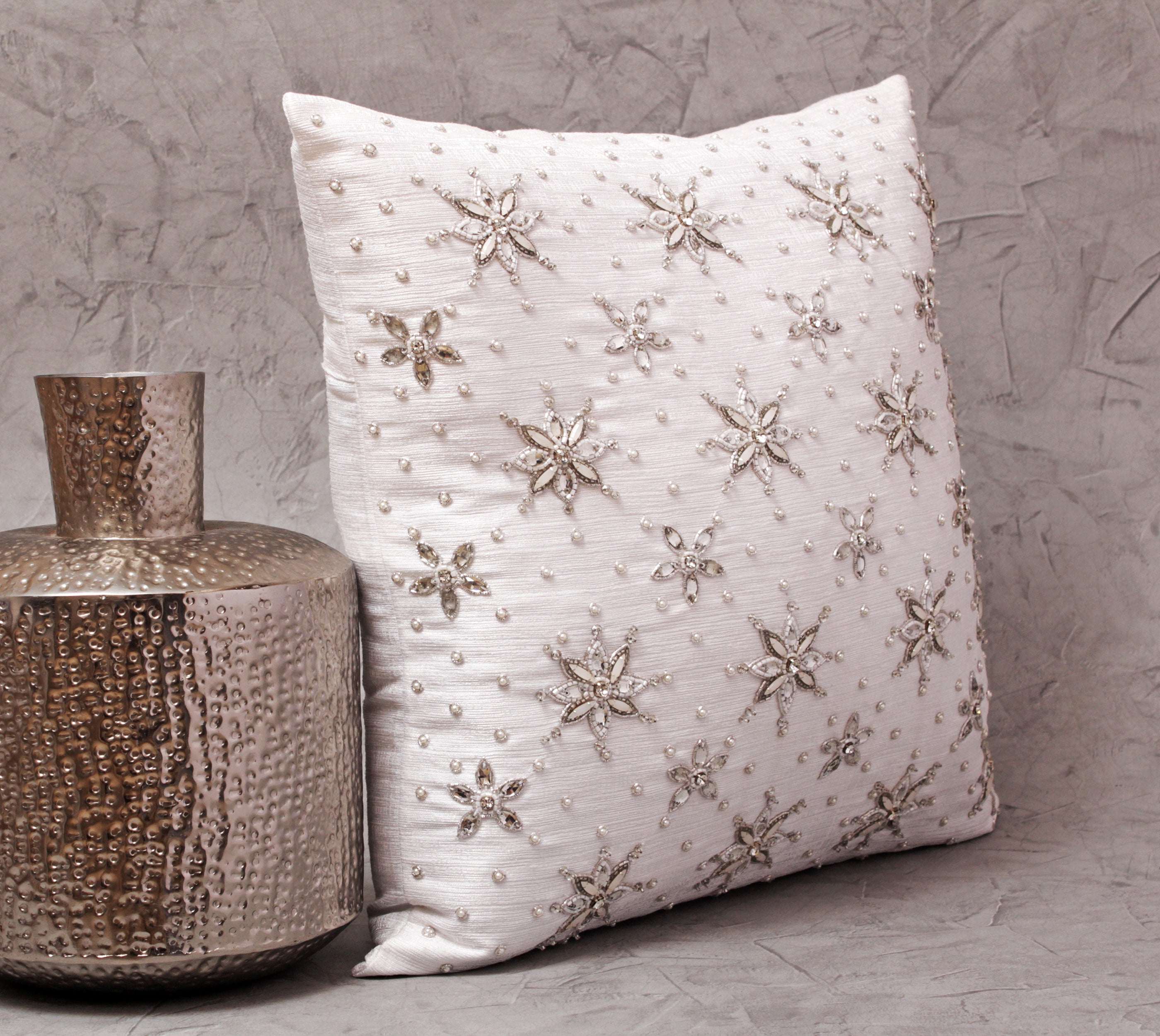 White and Silver Cushion Cover