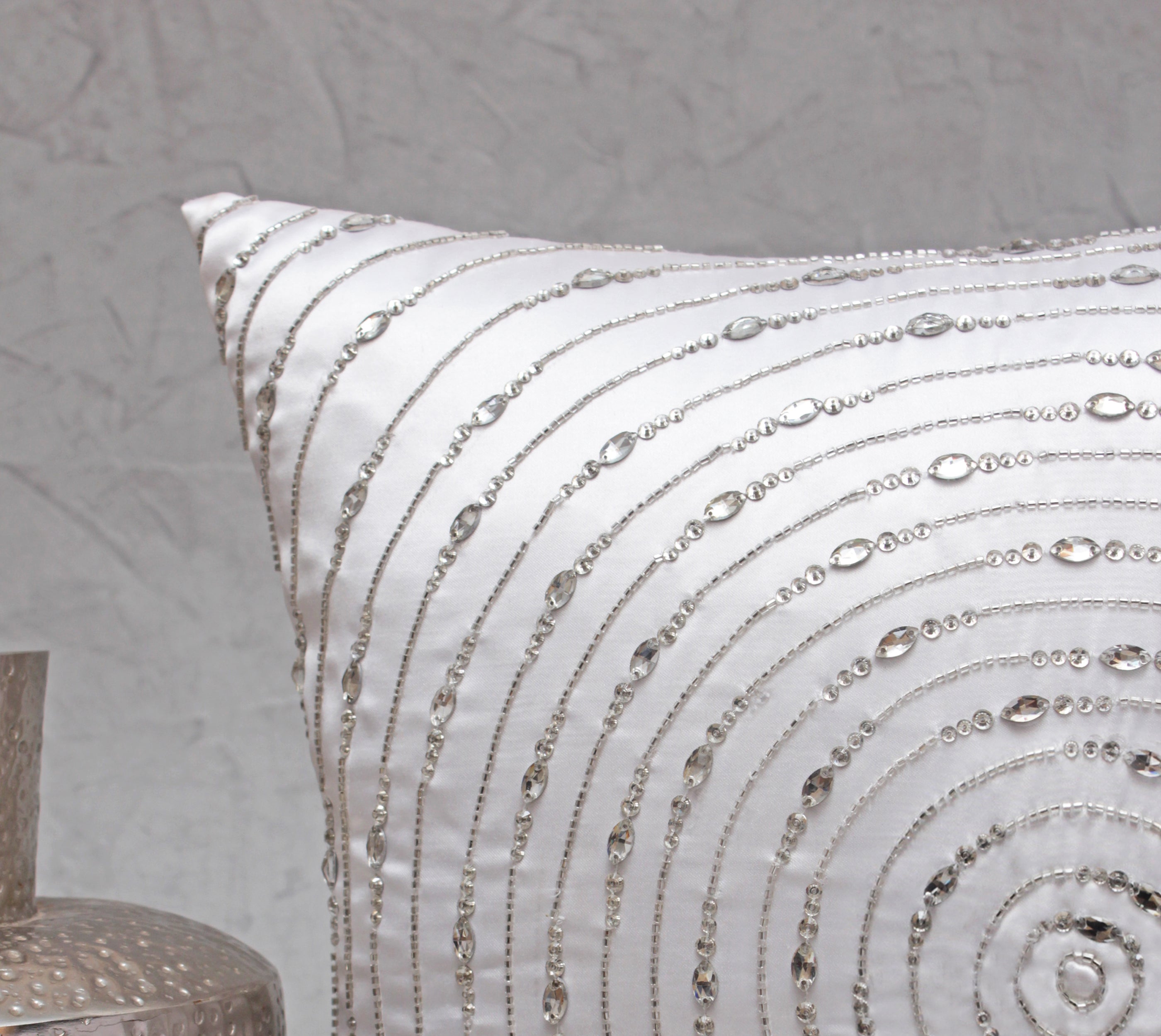 White and Silver Cushion Cover