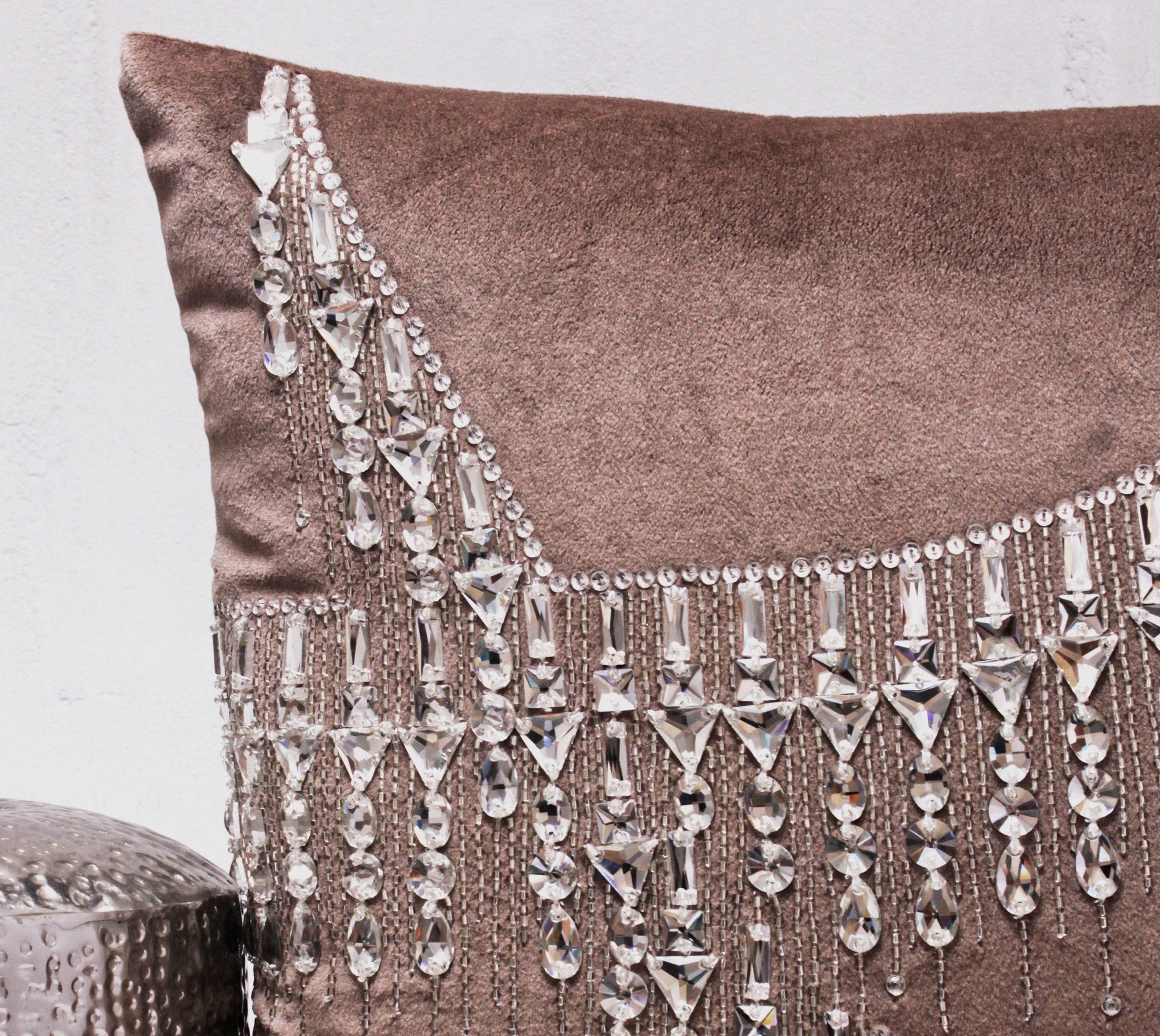 ALICE Taupe Bling Velvet Cushion Cover