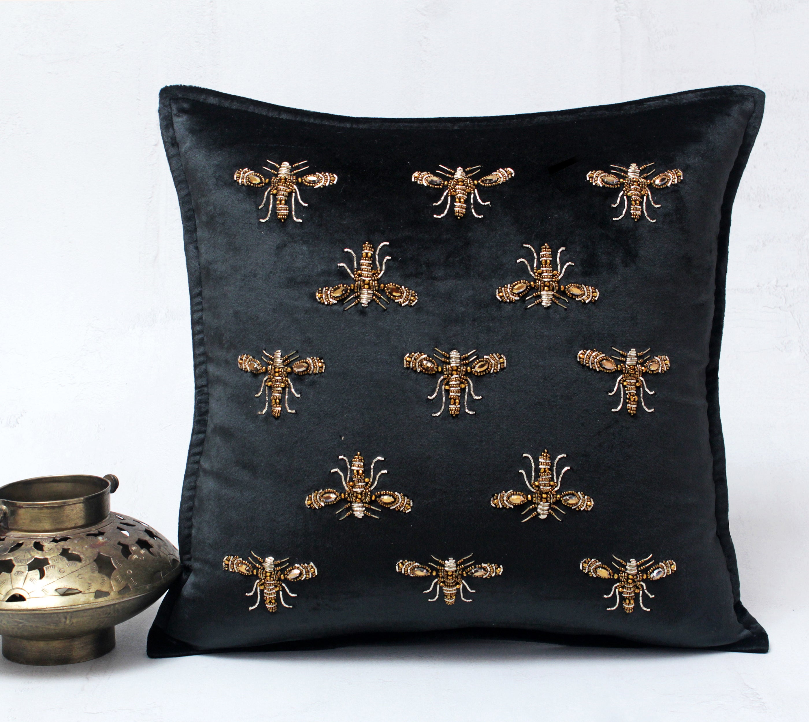 GRACE Black Velvet Cushion Cover