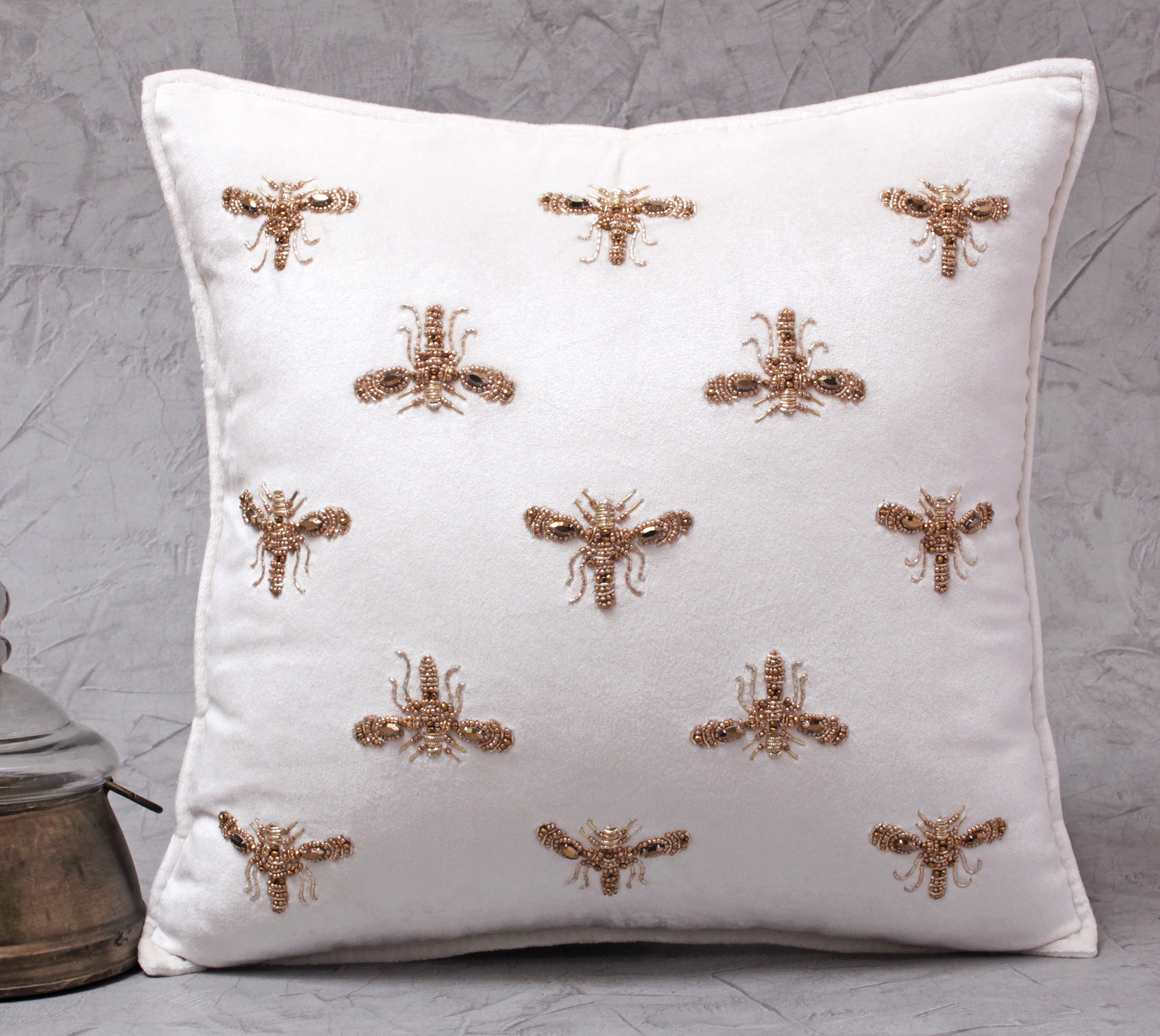 GRACE Off white Velvet Cushion Cover