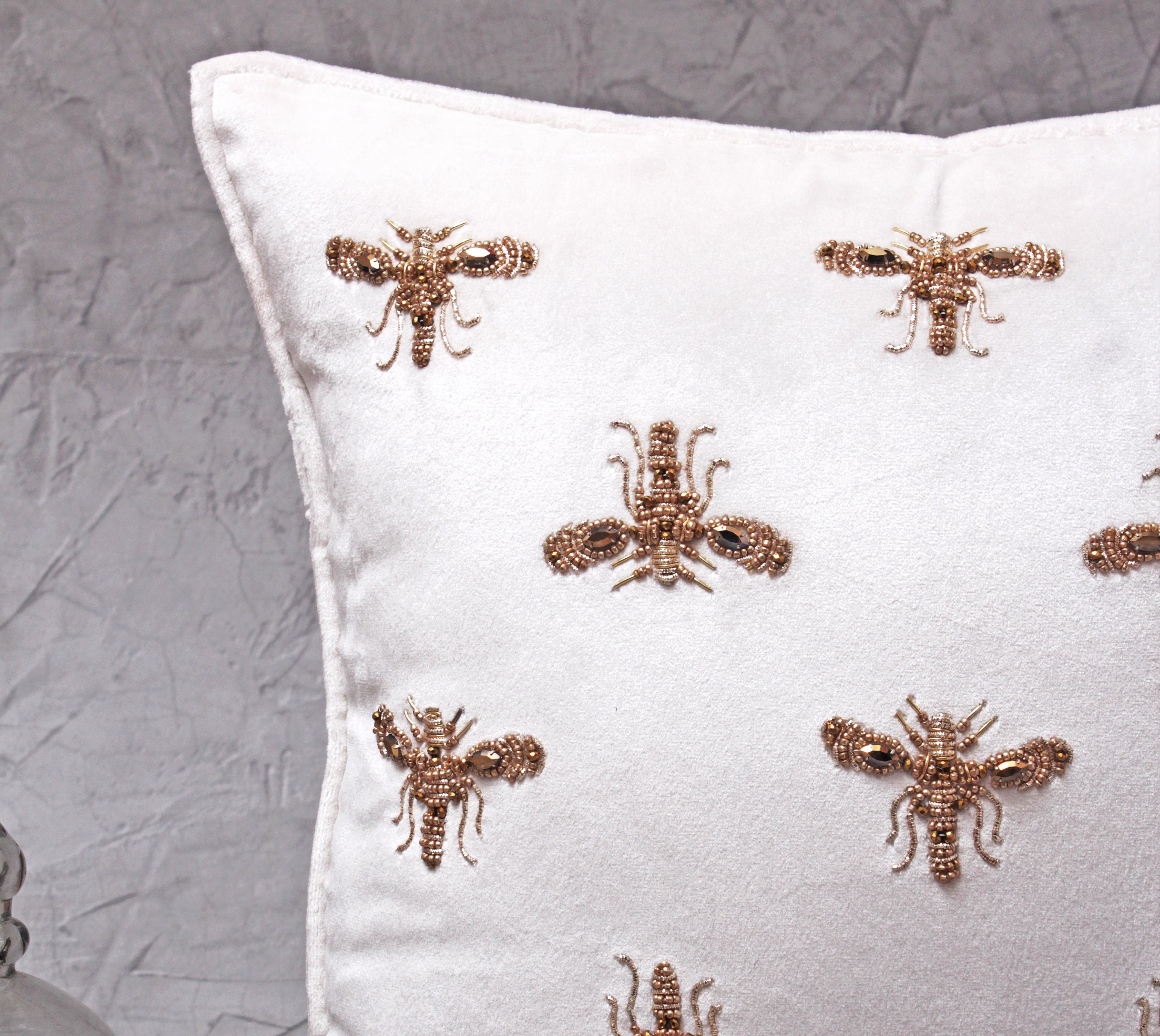 GRACE Off white Velvet Cushion Cover