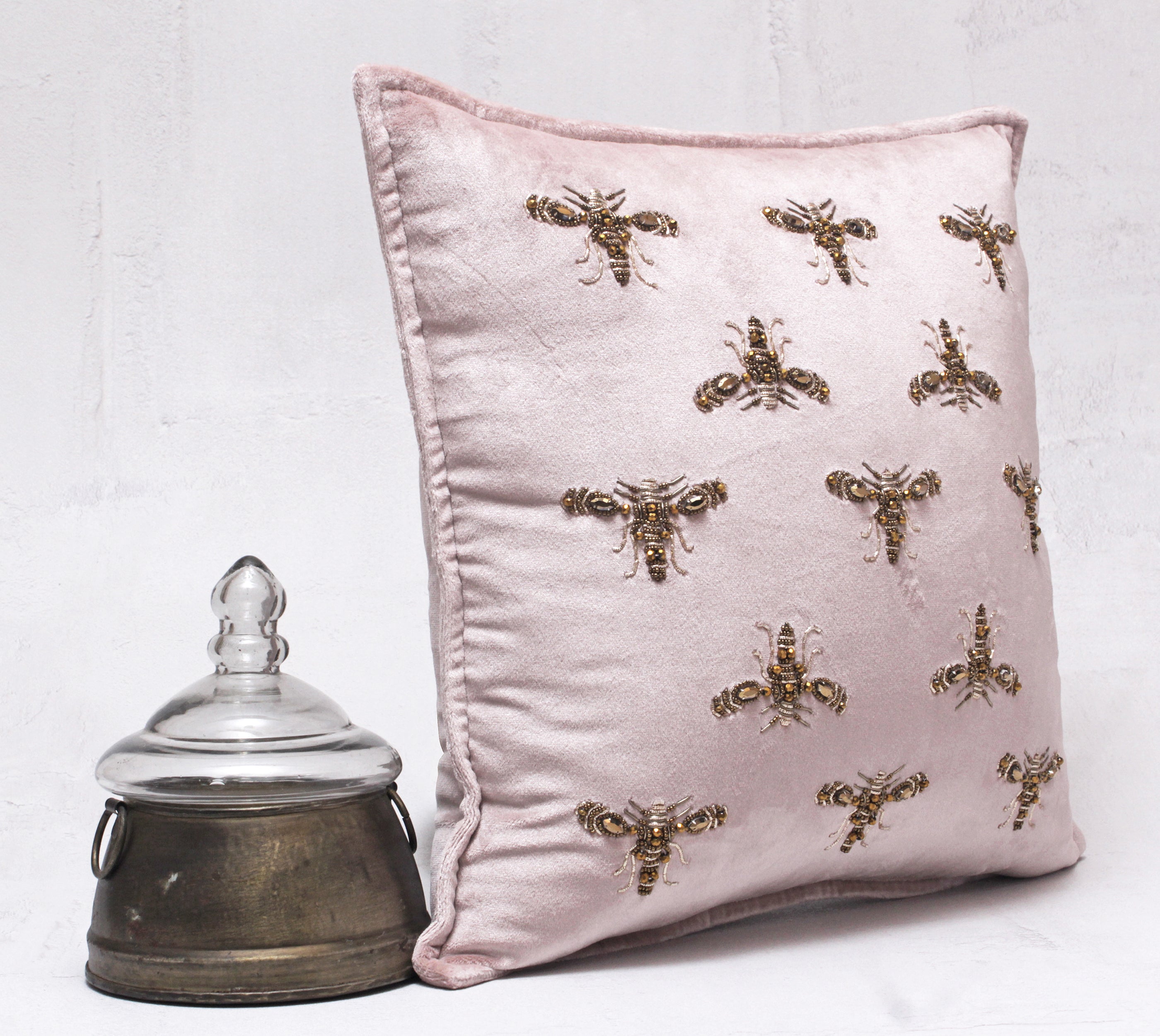 GRACE Pink Velvet Cushion Cover