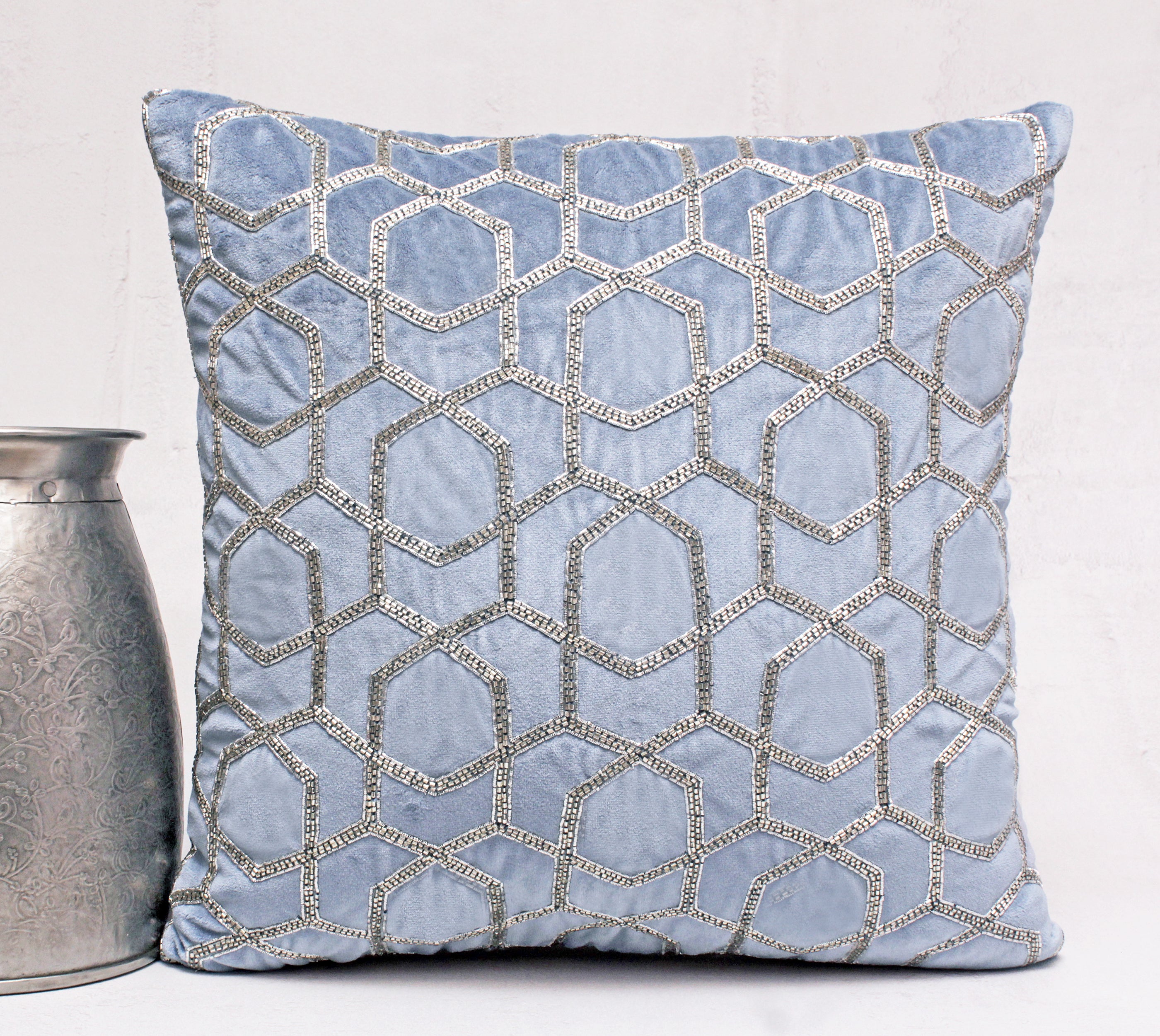 MIDAS Light Blue Velvet Cushion Cover