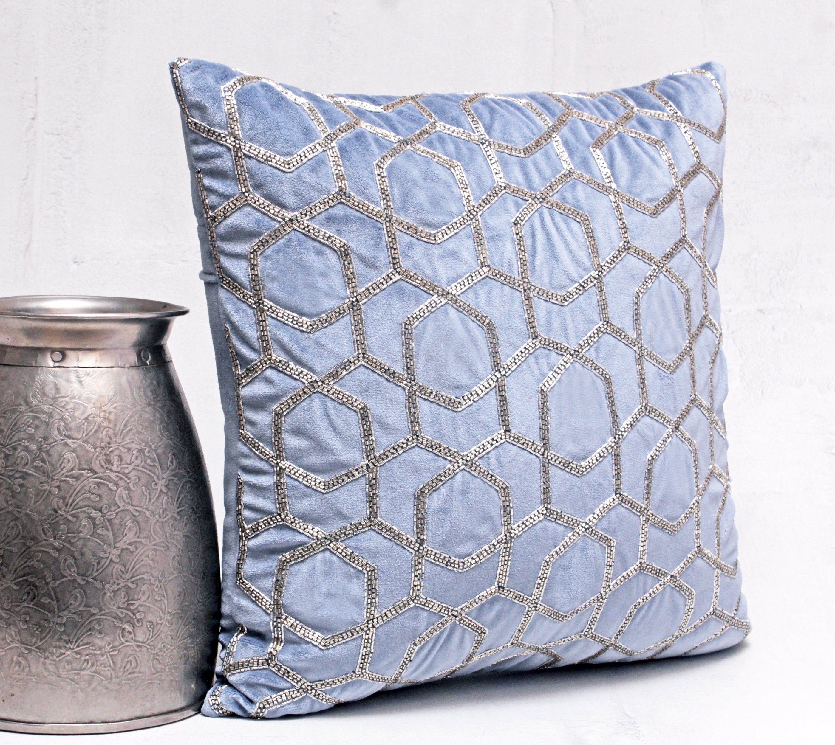 MIDAS Light Blue Velvet Cushion Cover