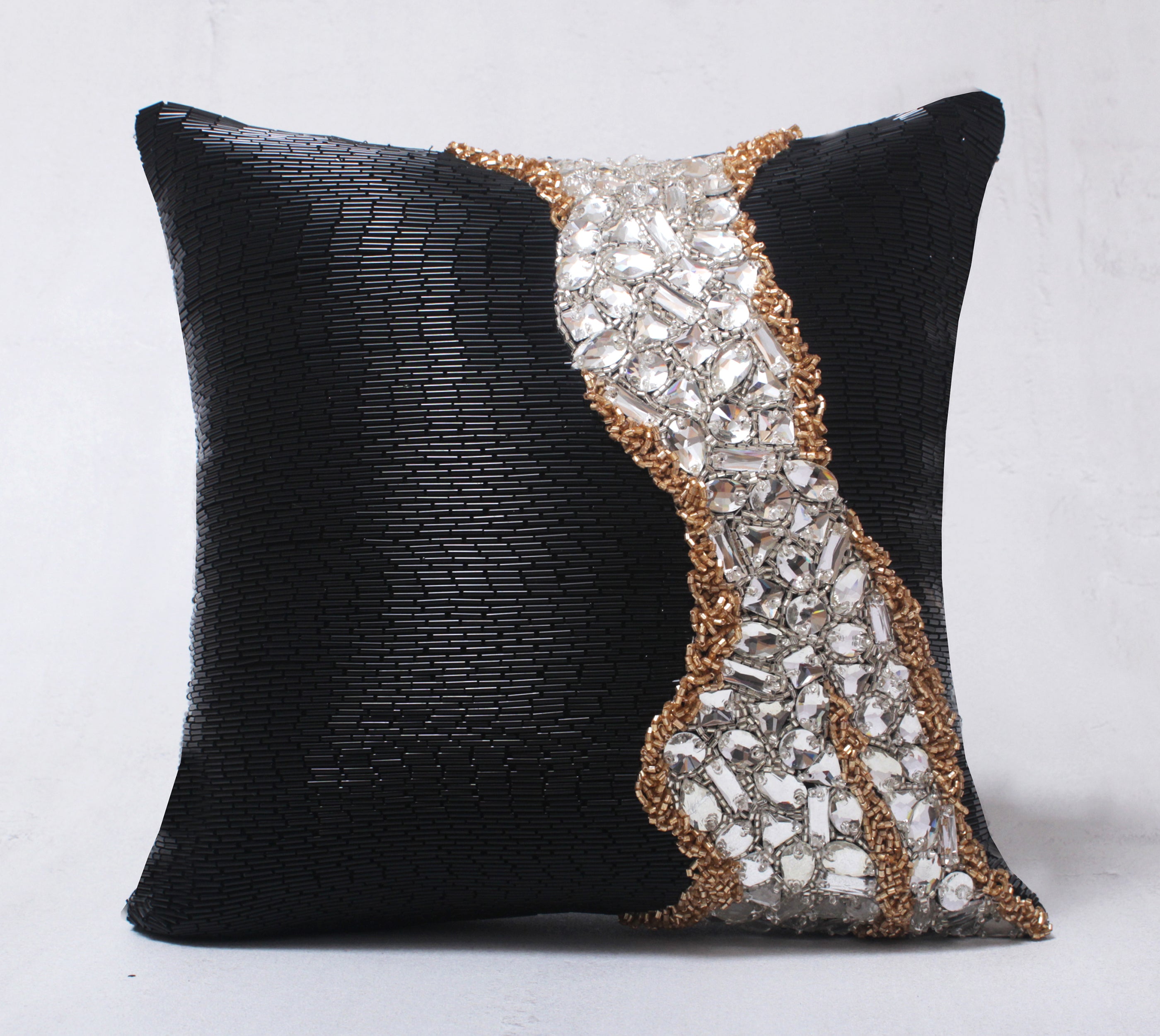 JULES Dark Grey Gold and Silver Cushion Cover