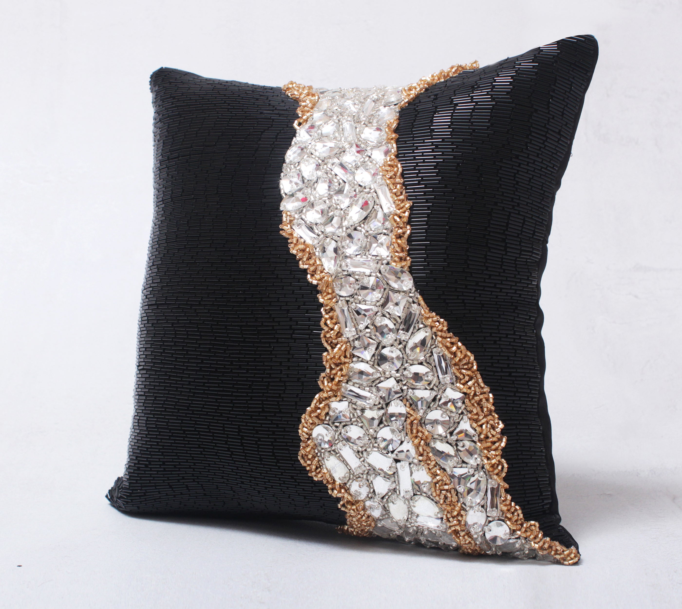 JULES Dark Grey Gold and Silver Cushion Cover