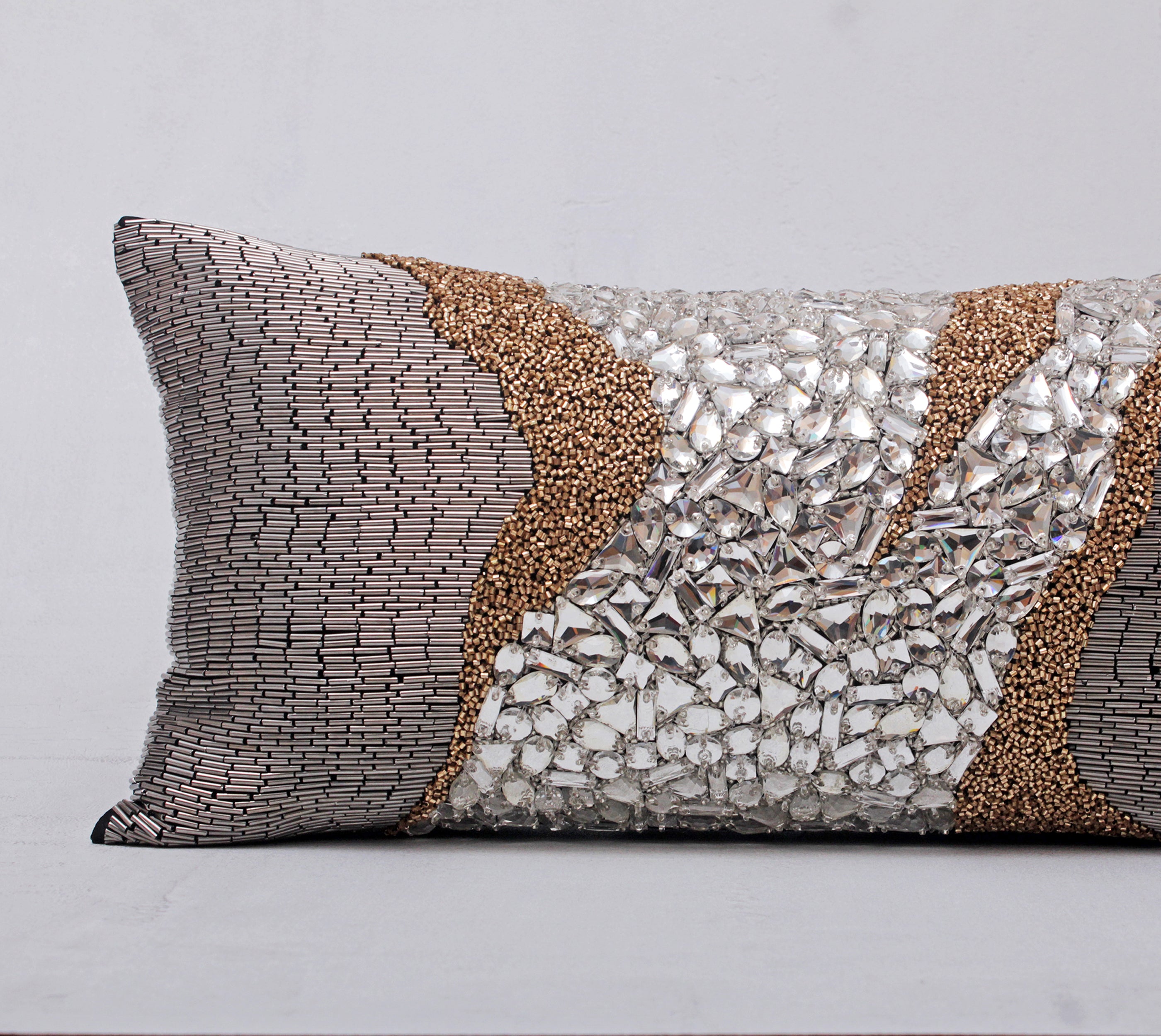 JULES Grey Beaded Cushion Cover