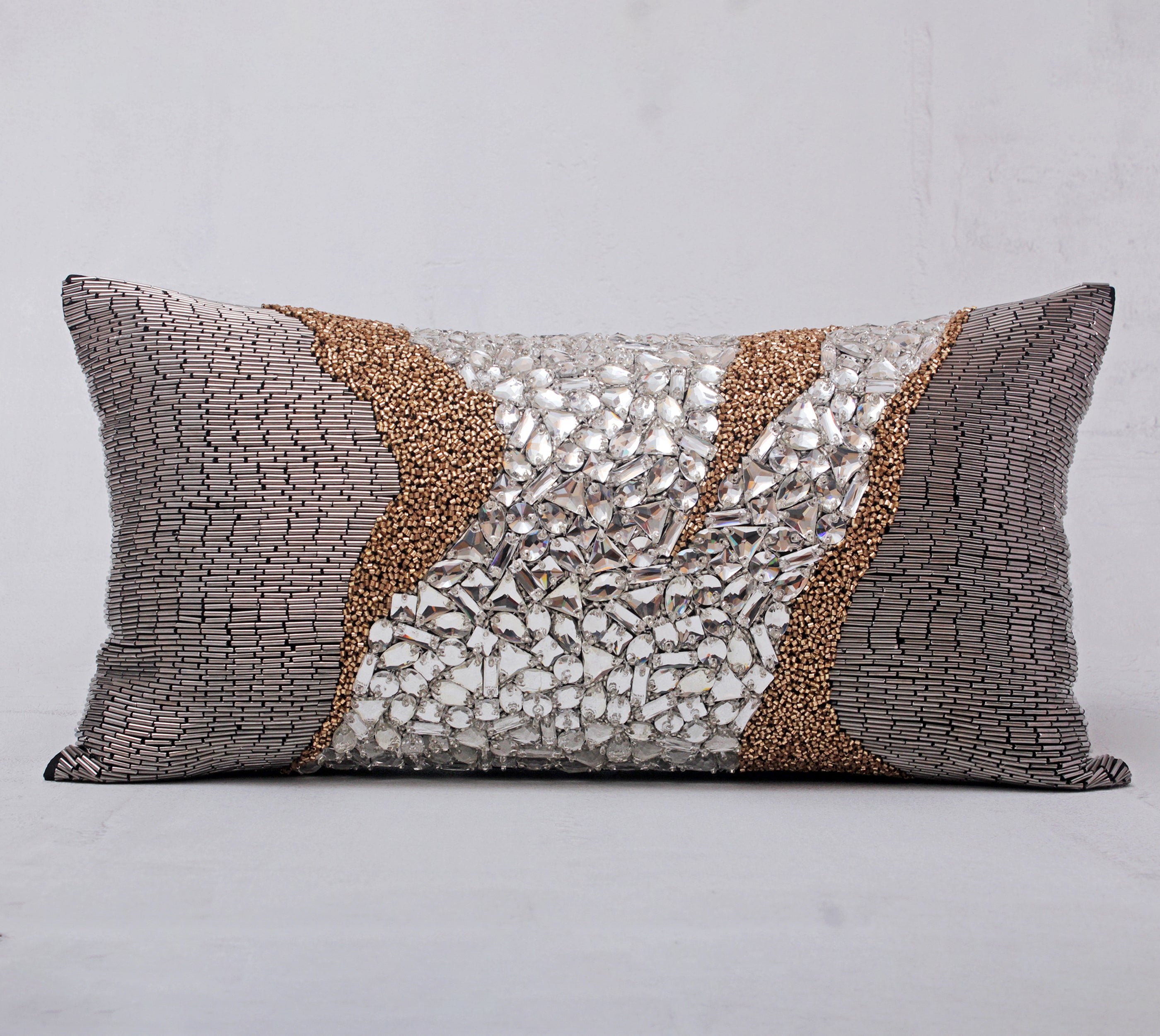 JULES Grey Beaded Cushion Cover