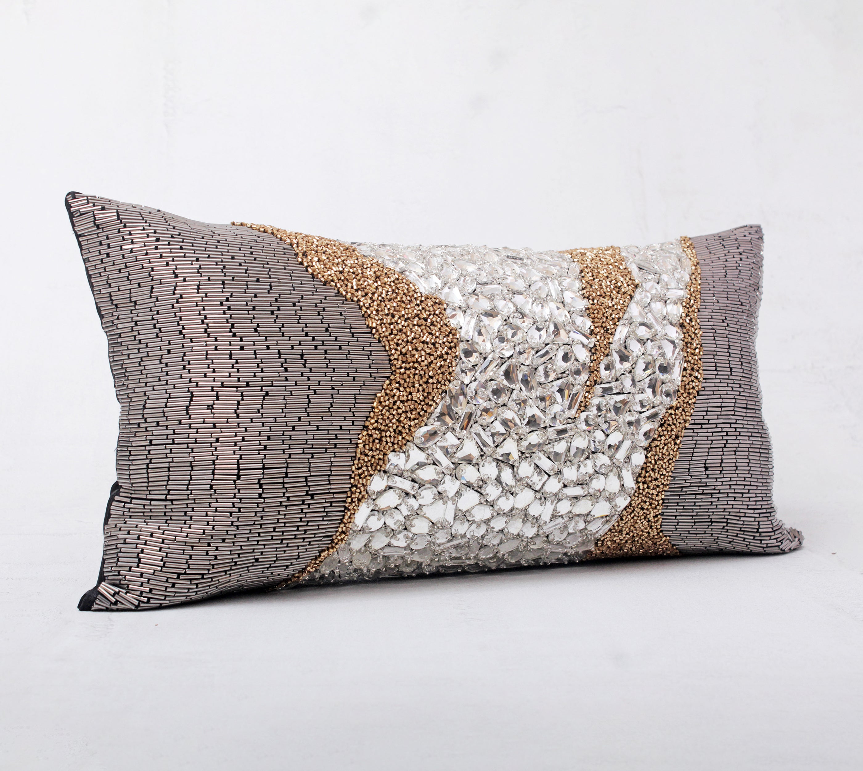 JULES Grey Beaded Cushion Cover