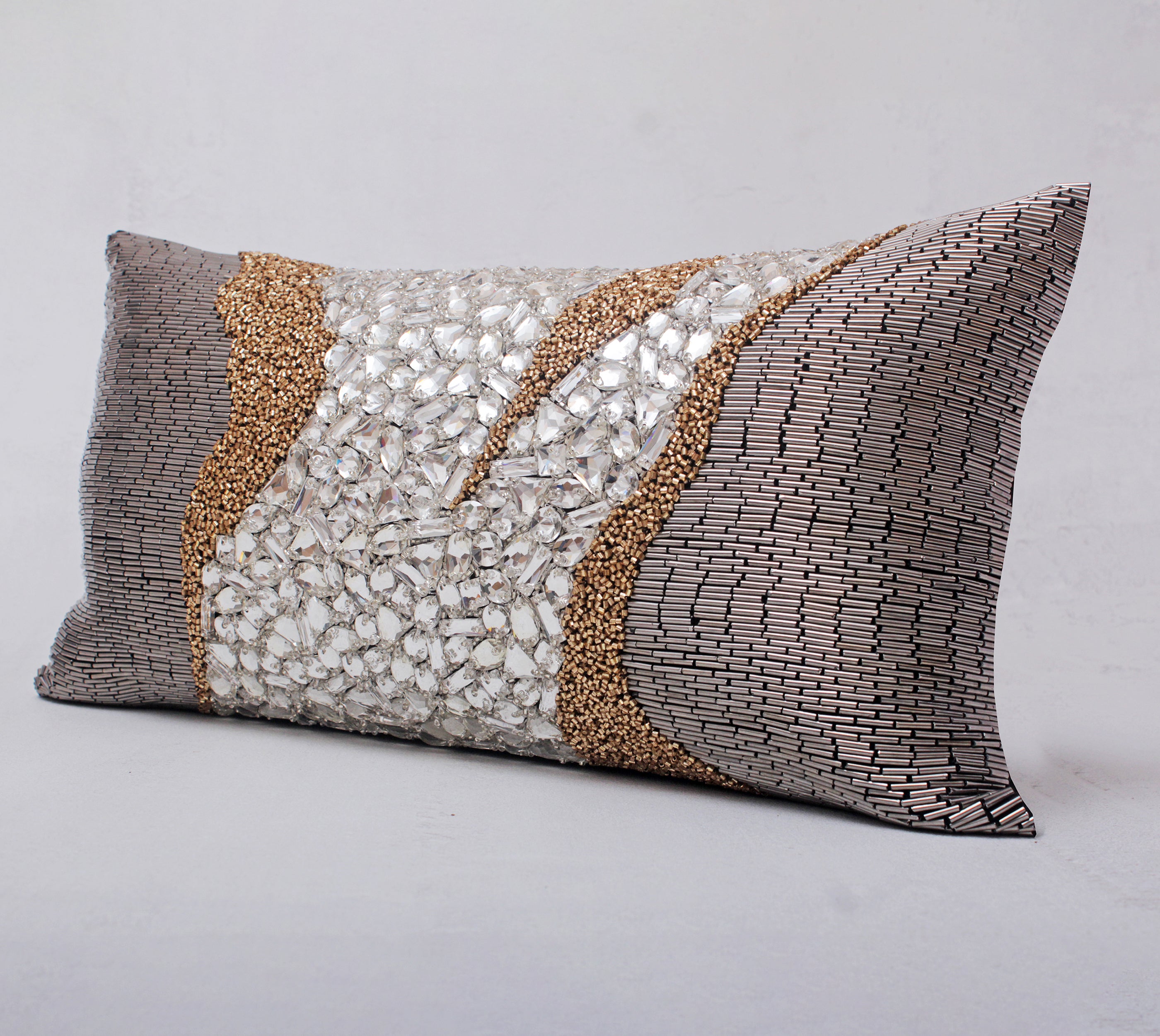 JULES Grey Beaded Cushion Cover