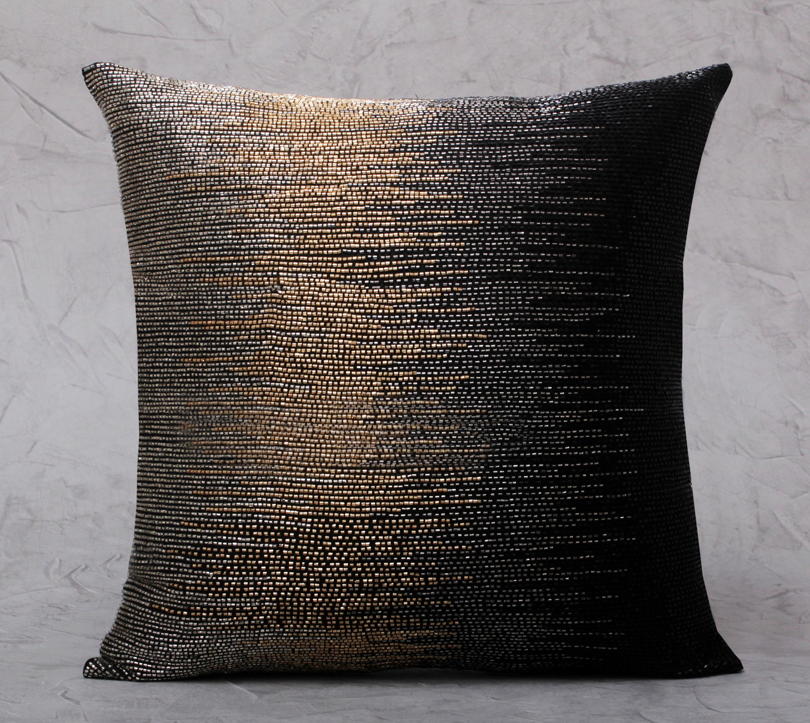 SPRUCE Black Grey Gold Beaded Cushion Cover