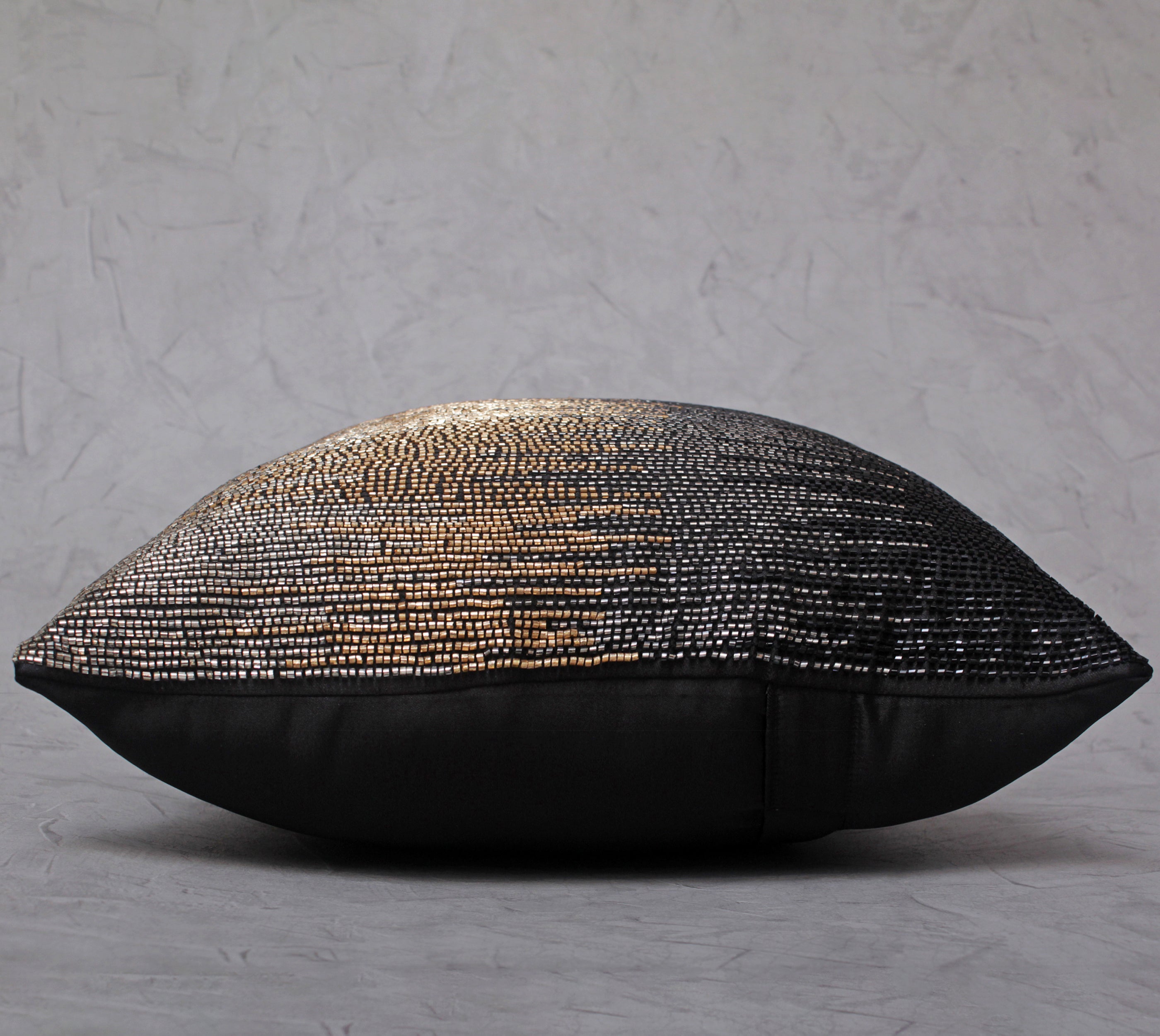 SPRUCE Black Grey Gold Beaded Cushion Cover