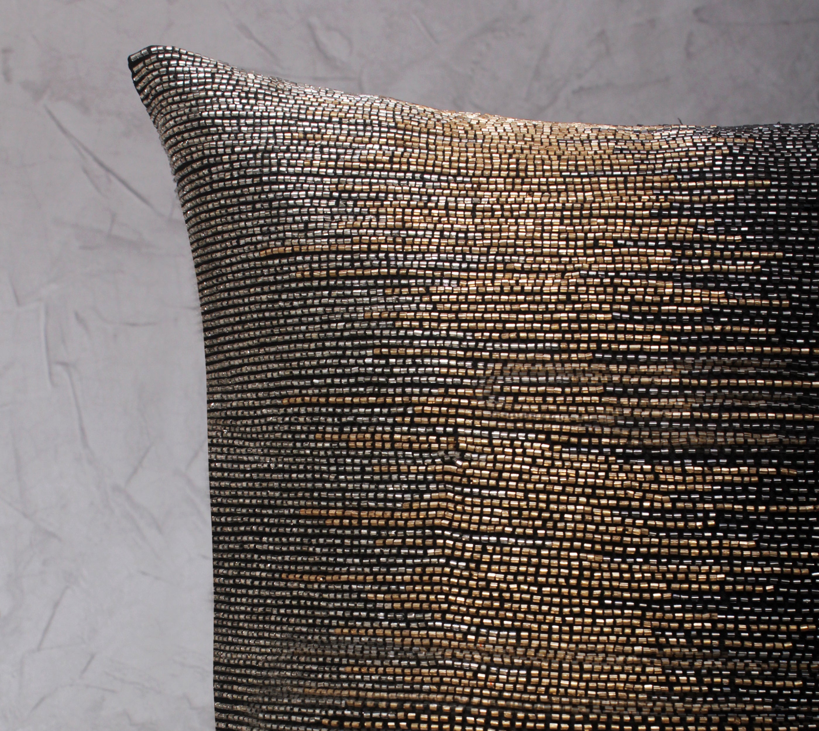 SPRUCE Black Grey Gold Beaded Cushion Cover