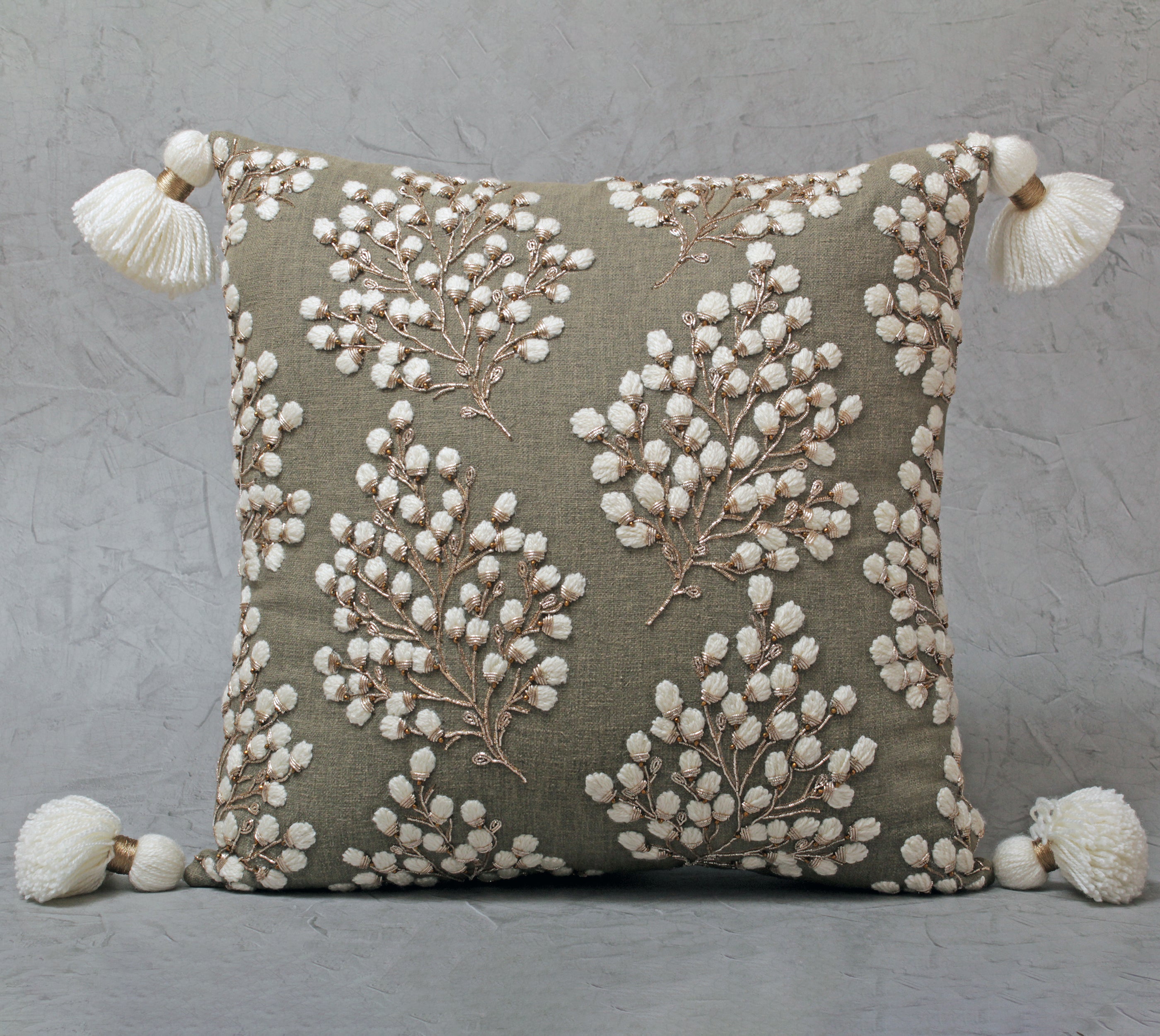 ISABELLA Sap Green Cooton Cushion Cover