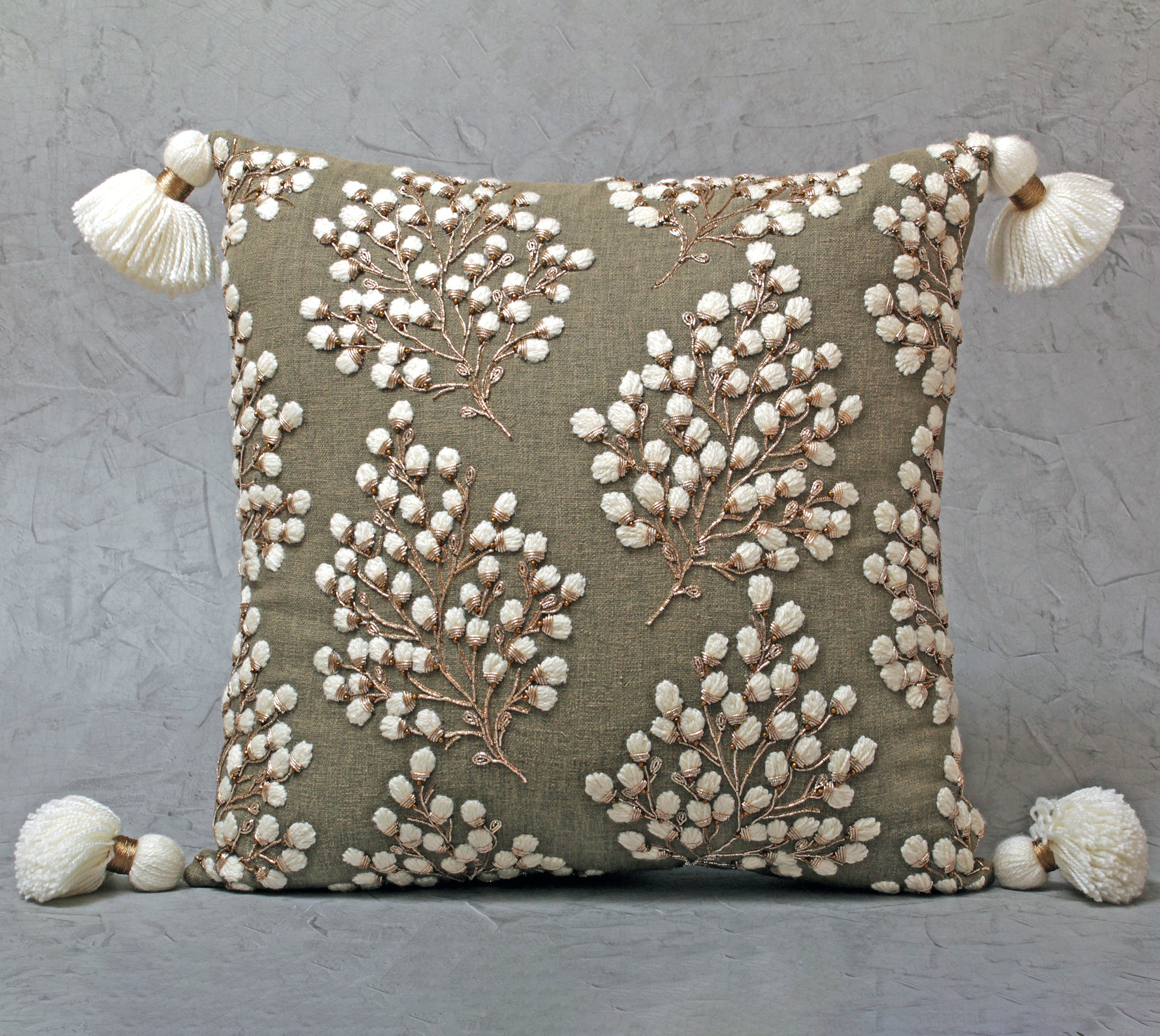 ISABELLA Sap Green Cooton Cushion Cover