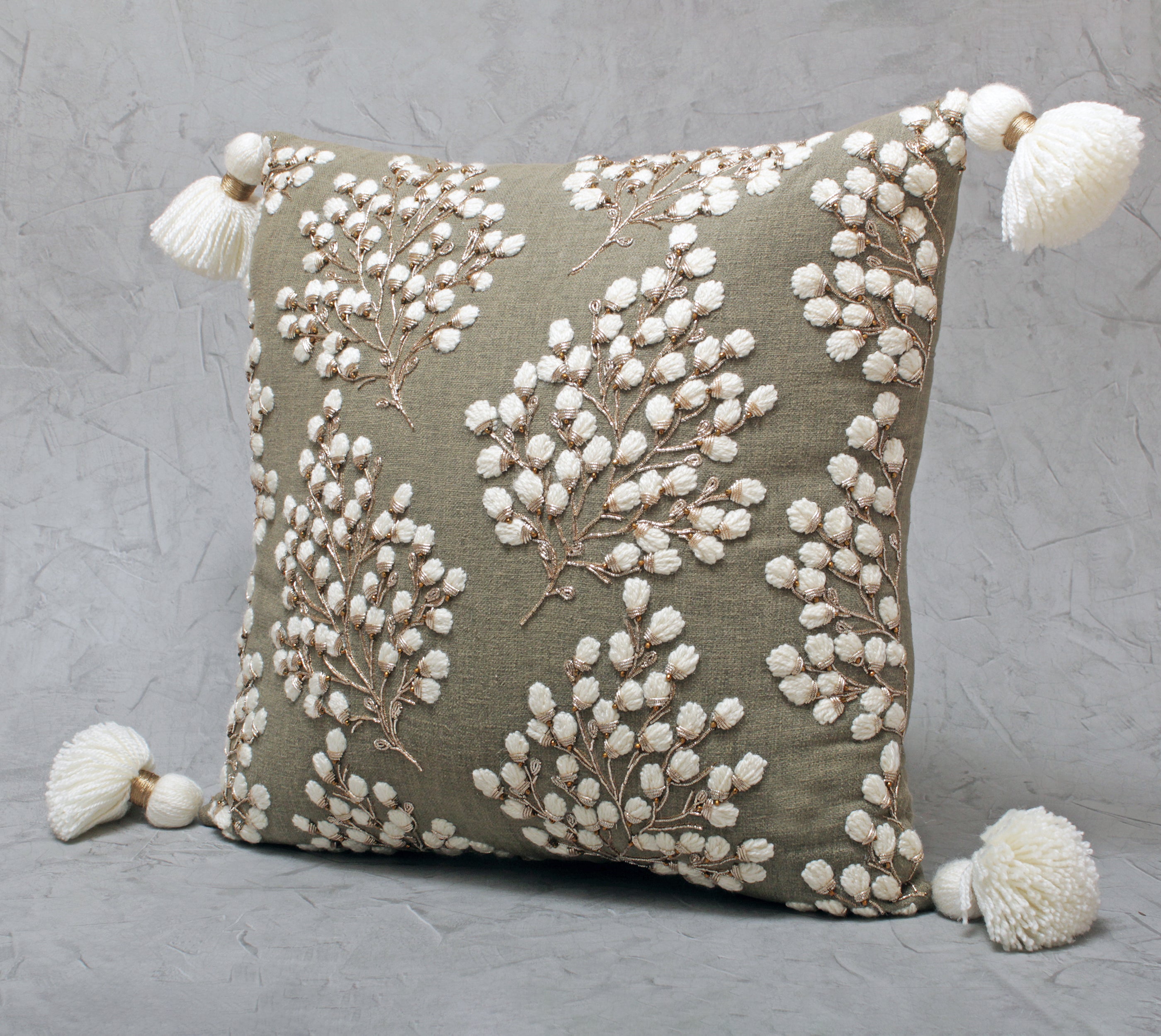 ISABELLA Sap Green Cooton Cushion Cover