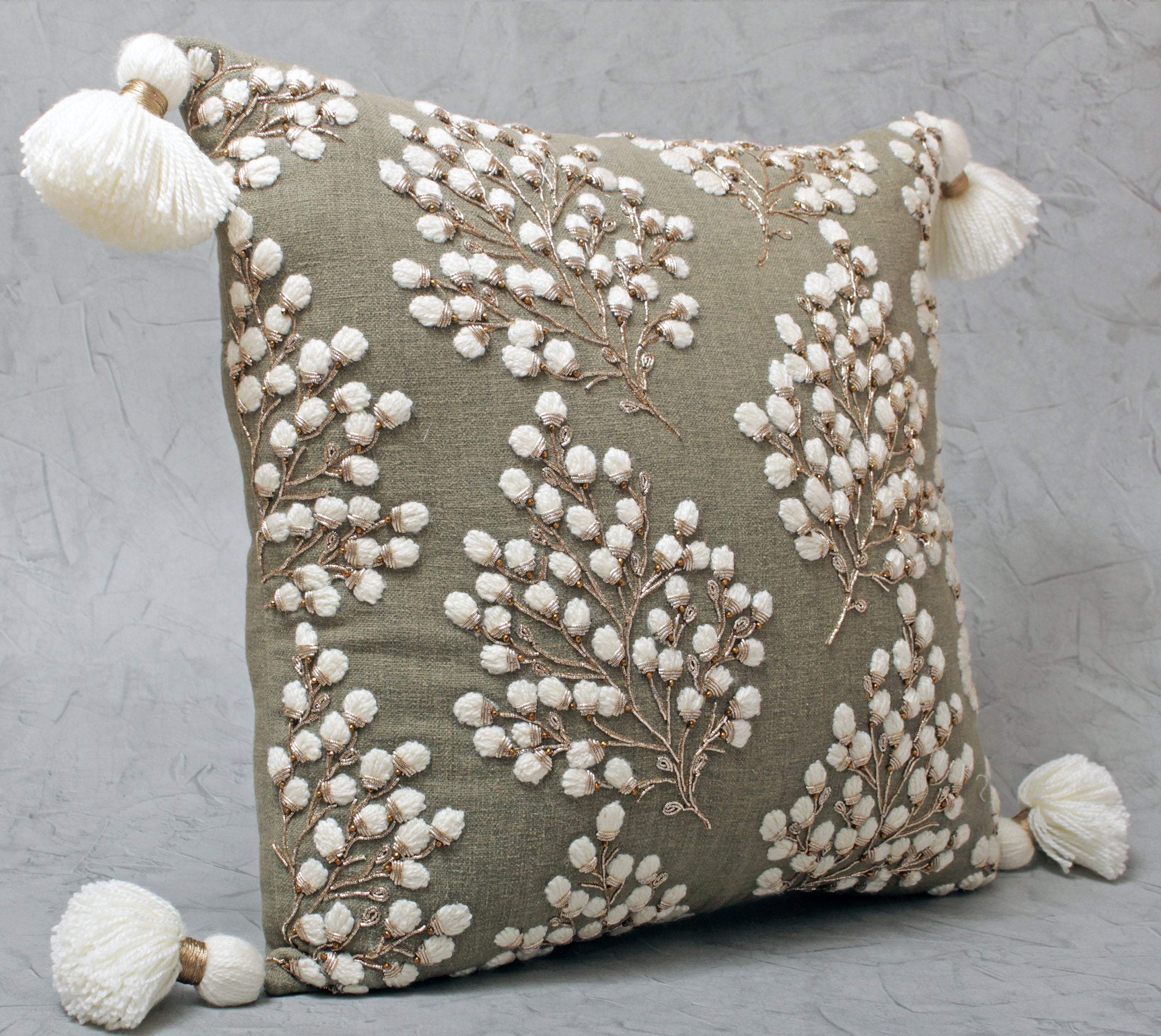 ISABELLA Sap Green Cooton Cushion Cover