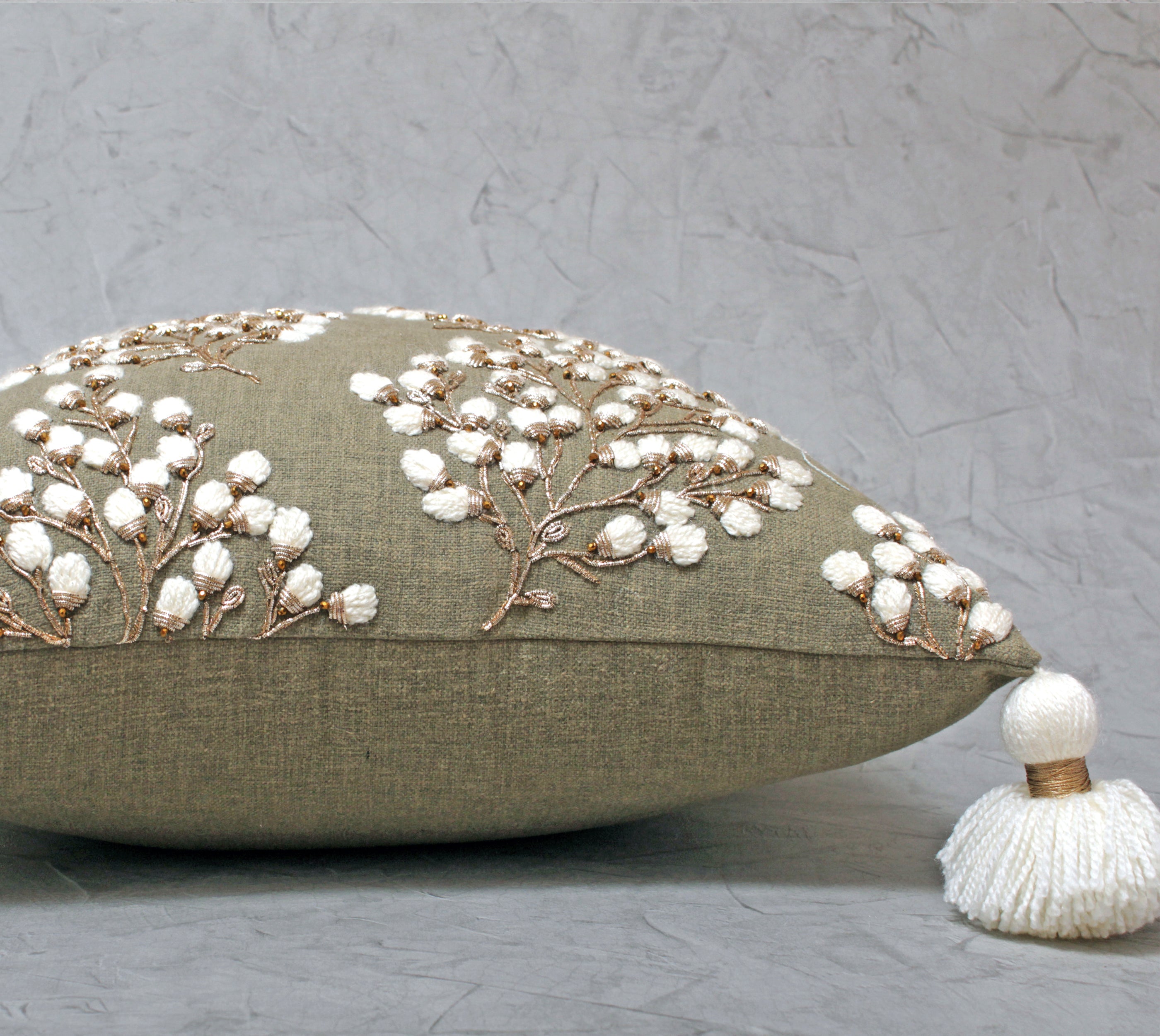 ISABELLA Sap Green Cooton Cushion Cover
