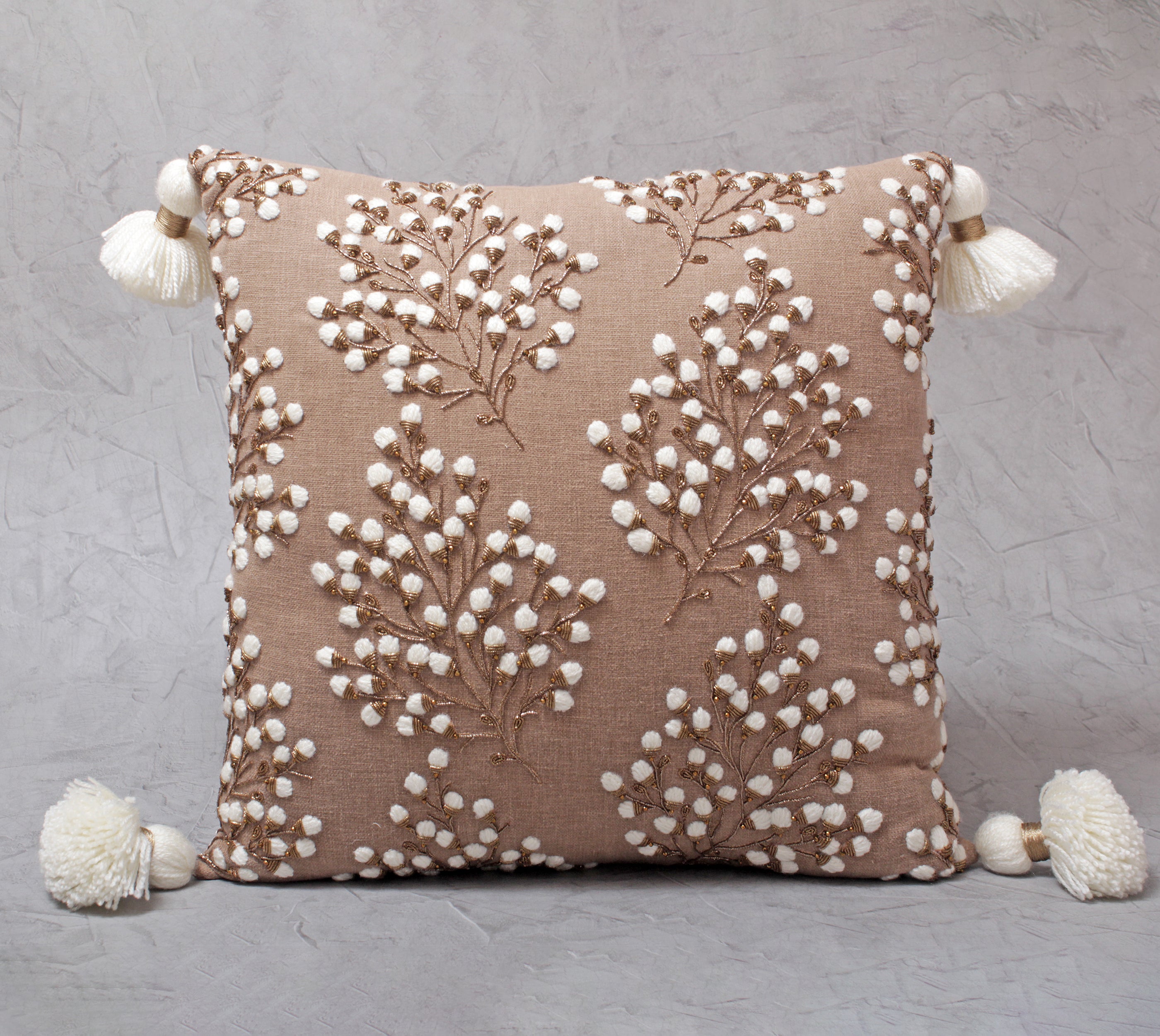 ISABELLA Light Brown Cotton Cushion Cover