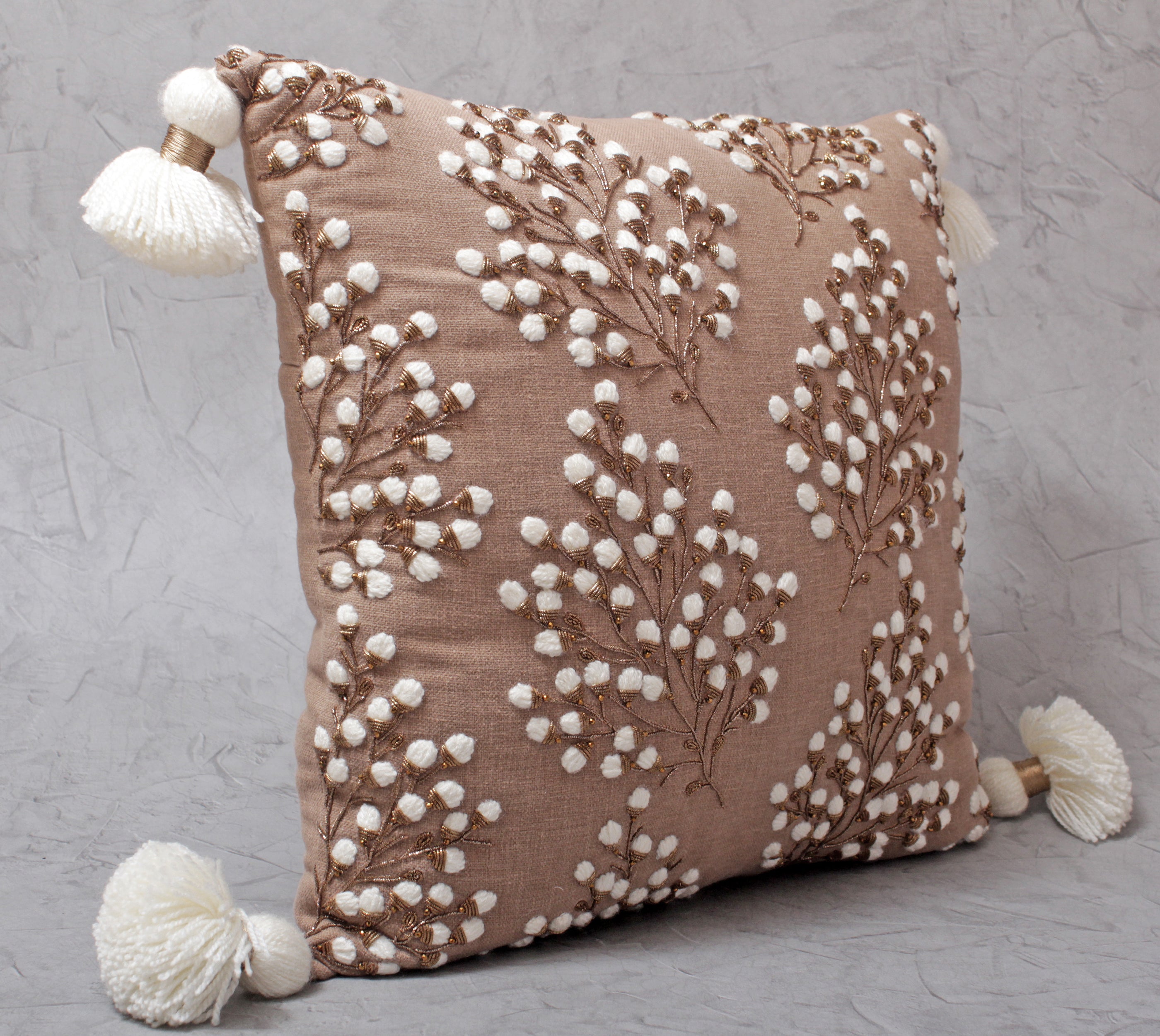 ISABELLA Light Brown Cotton Cushion Cover