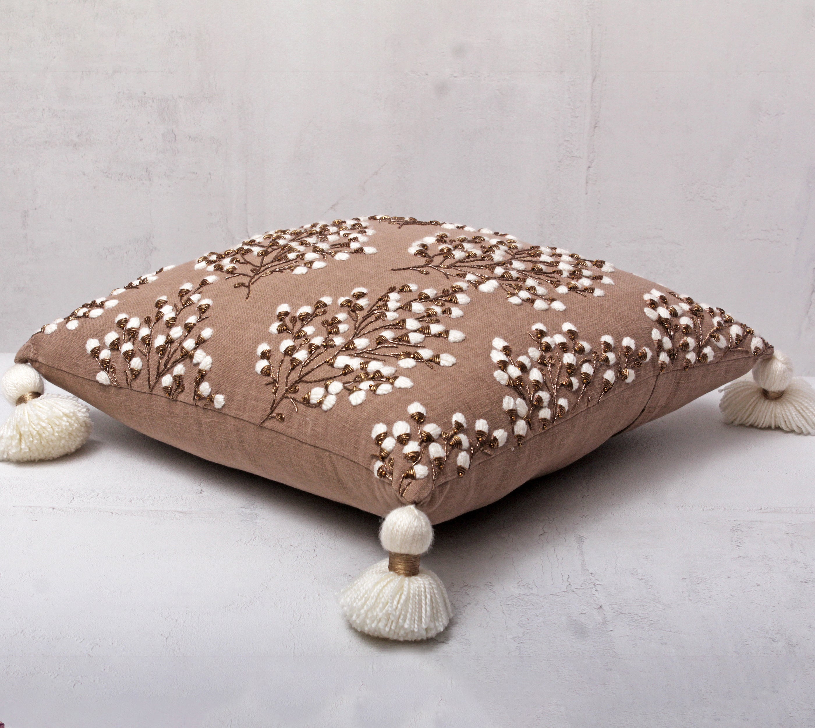 ISABELLA Light Brown Cotton Cushion Cover