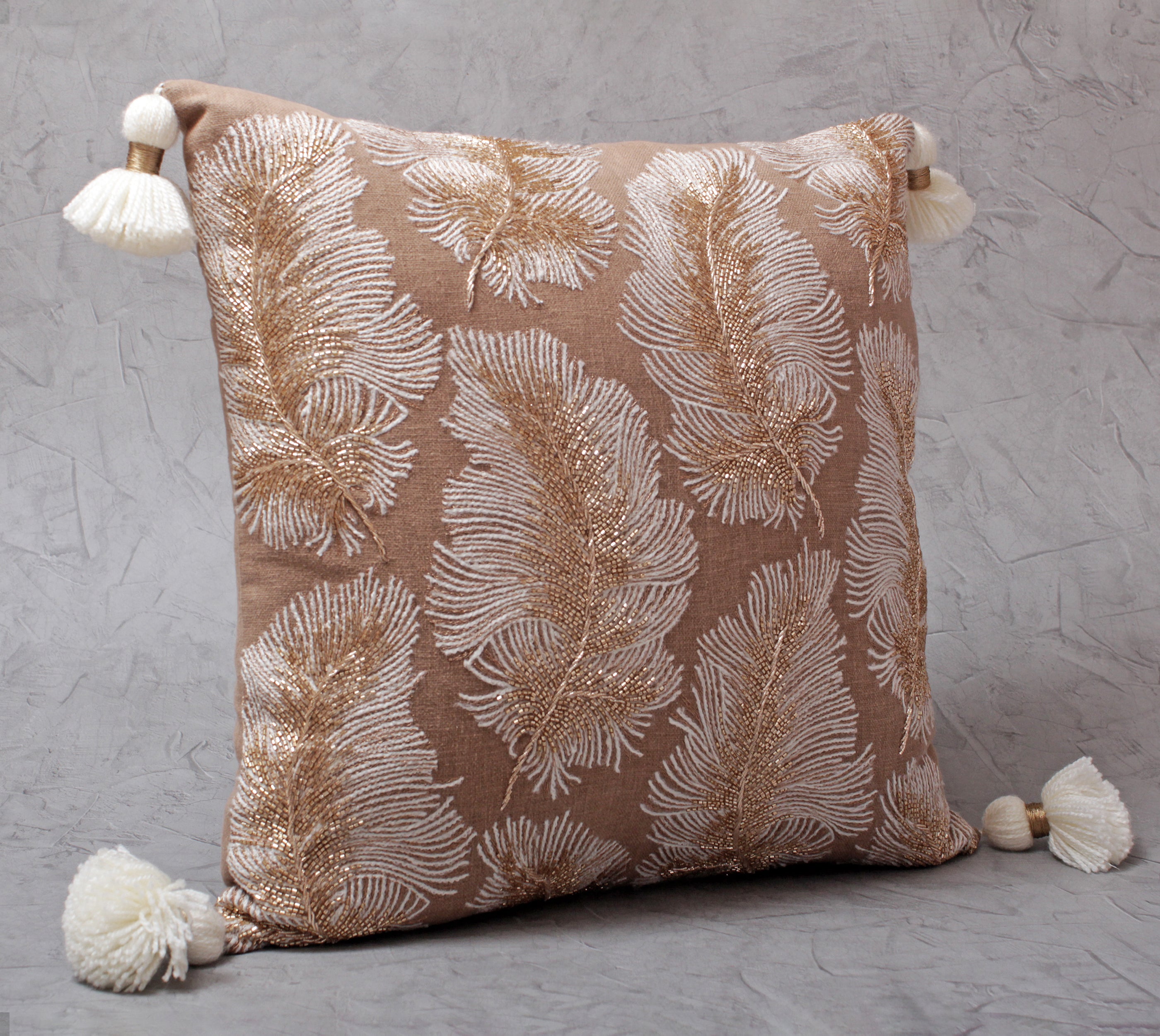 ISABELLA Light Brown Cotton Cushion Cover