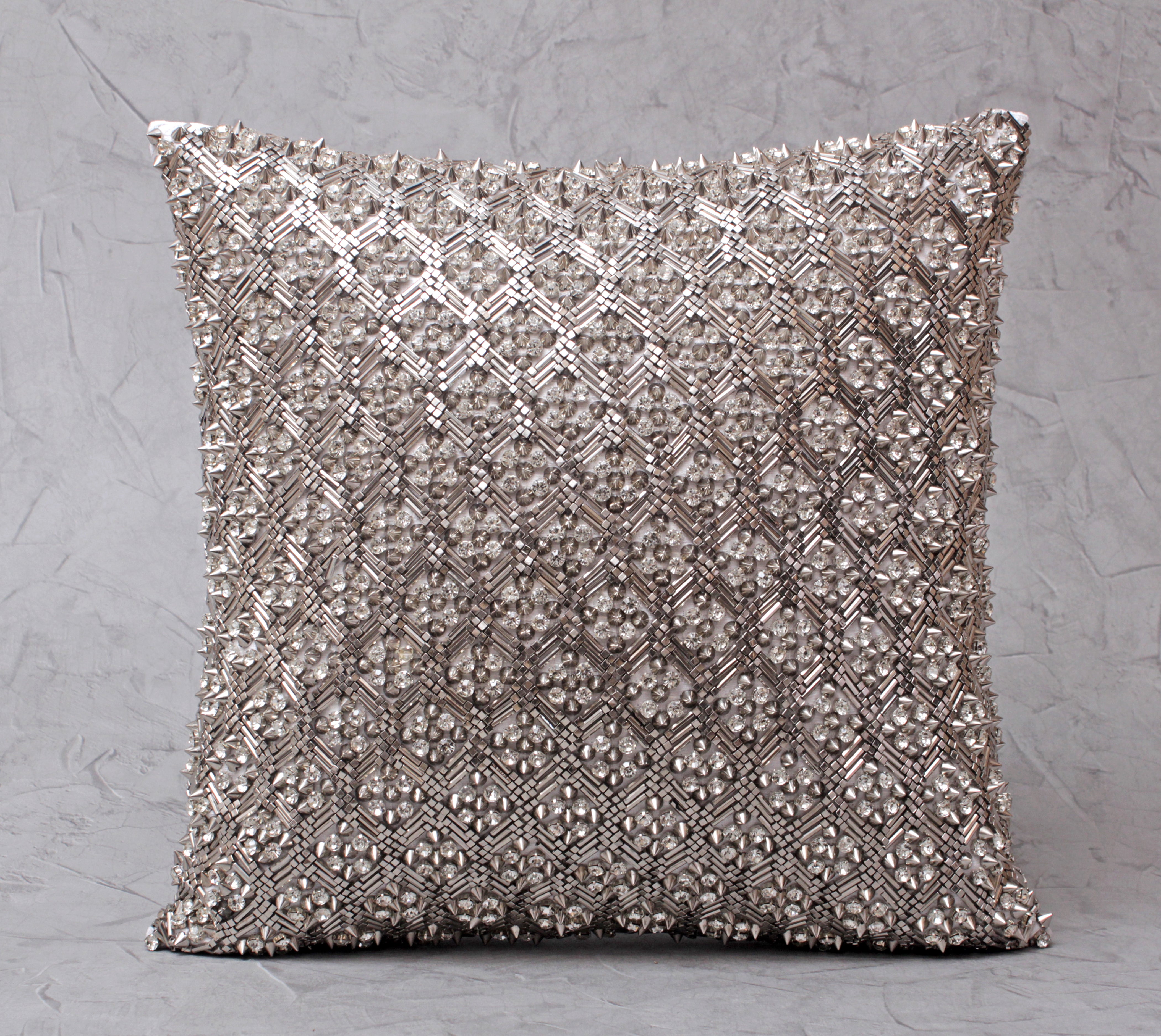 SOFIA Silver Beaded Cushion Cover