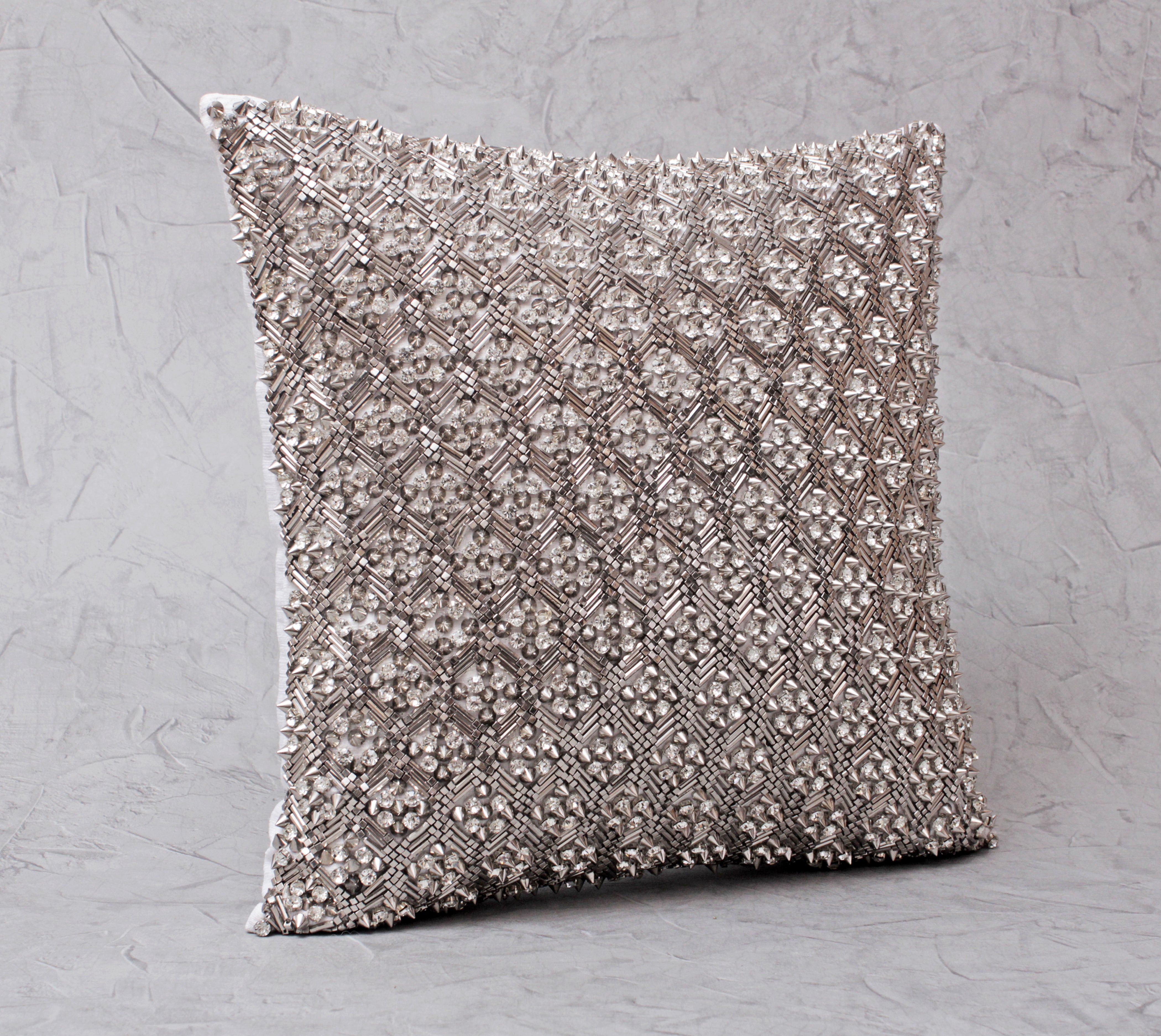 SOFIA Silver Beaded Cushion Cover