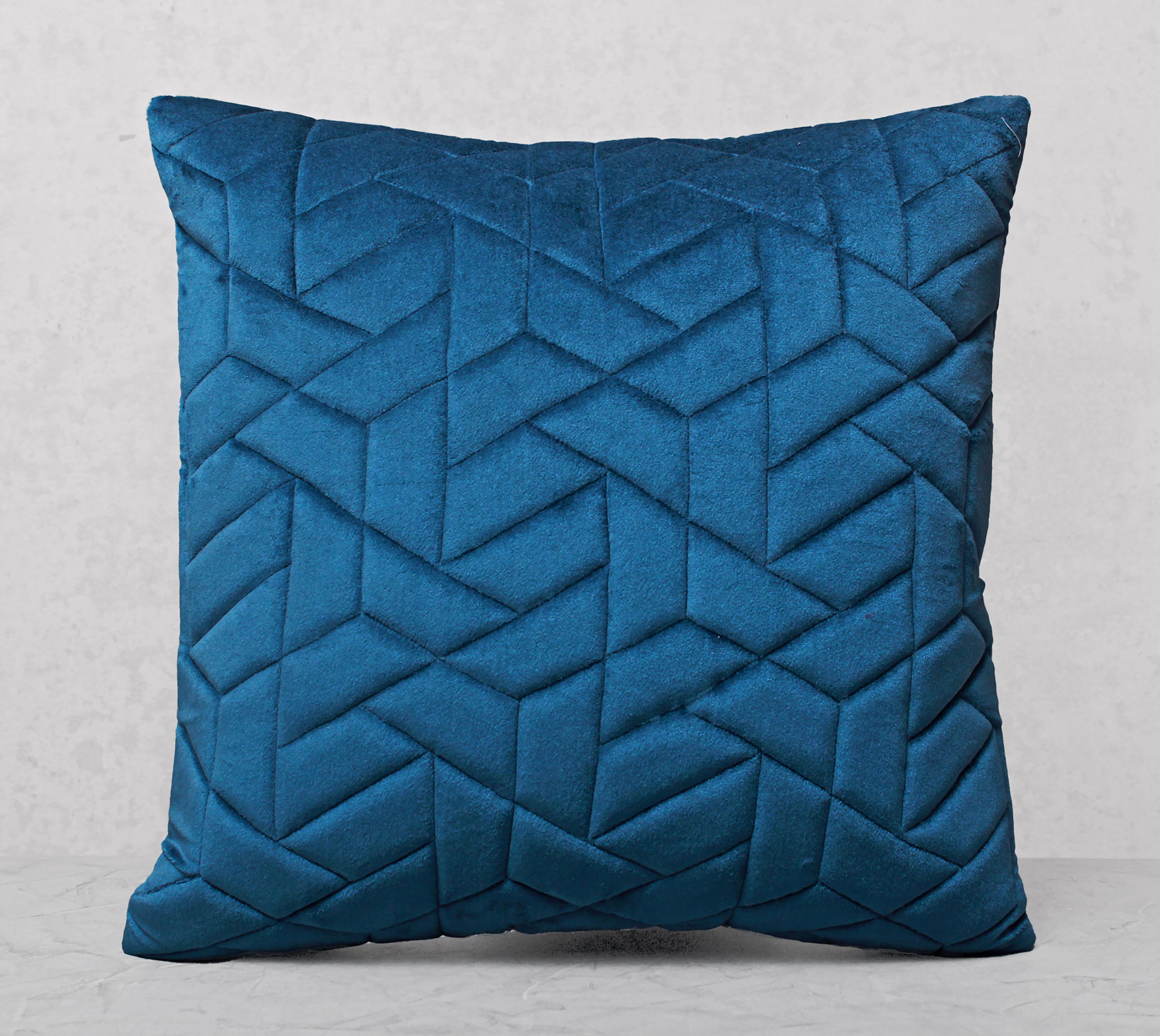 JASPER Blue Quilted Velvet Cushion Cover