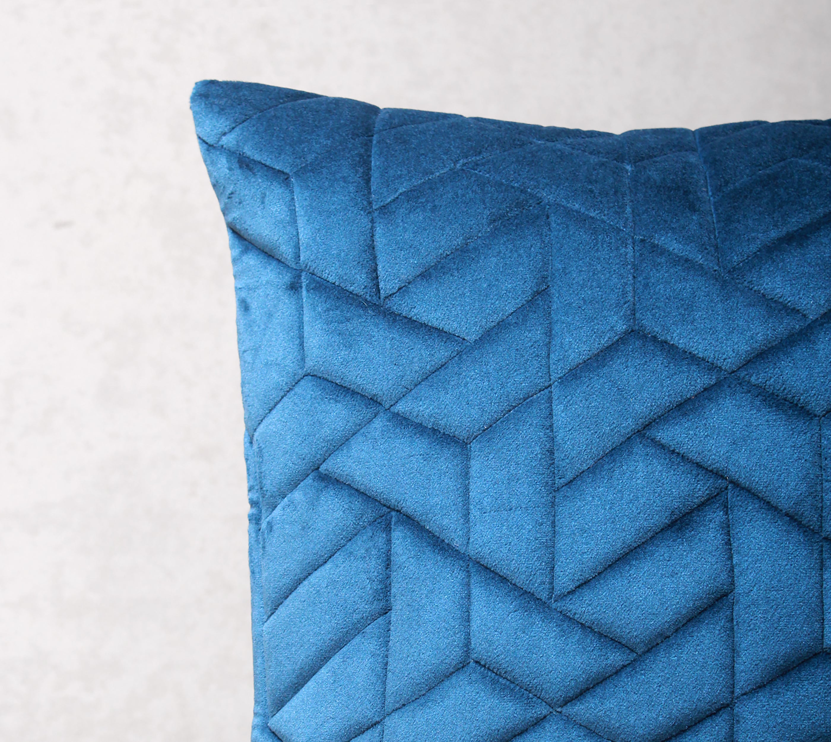 JASPER Blue Quilted Velvet Cushion Cover