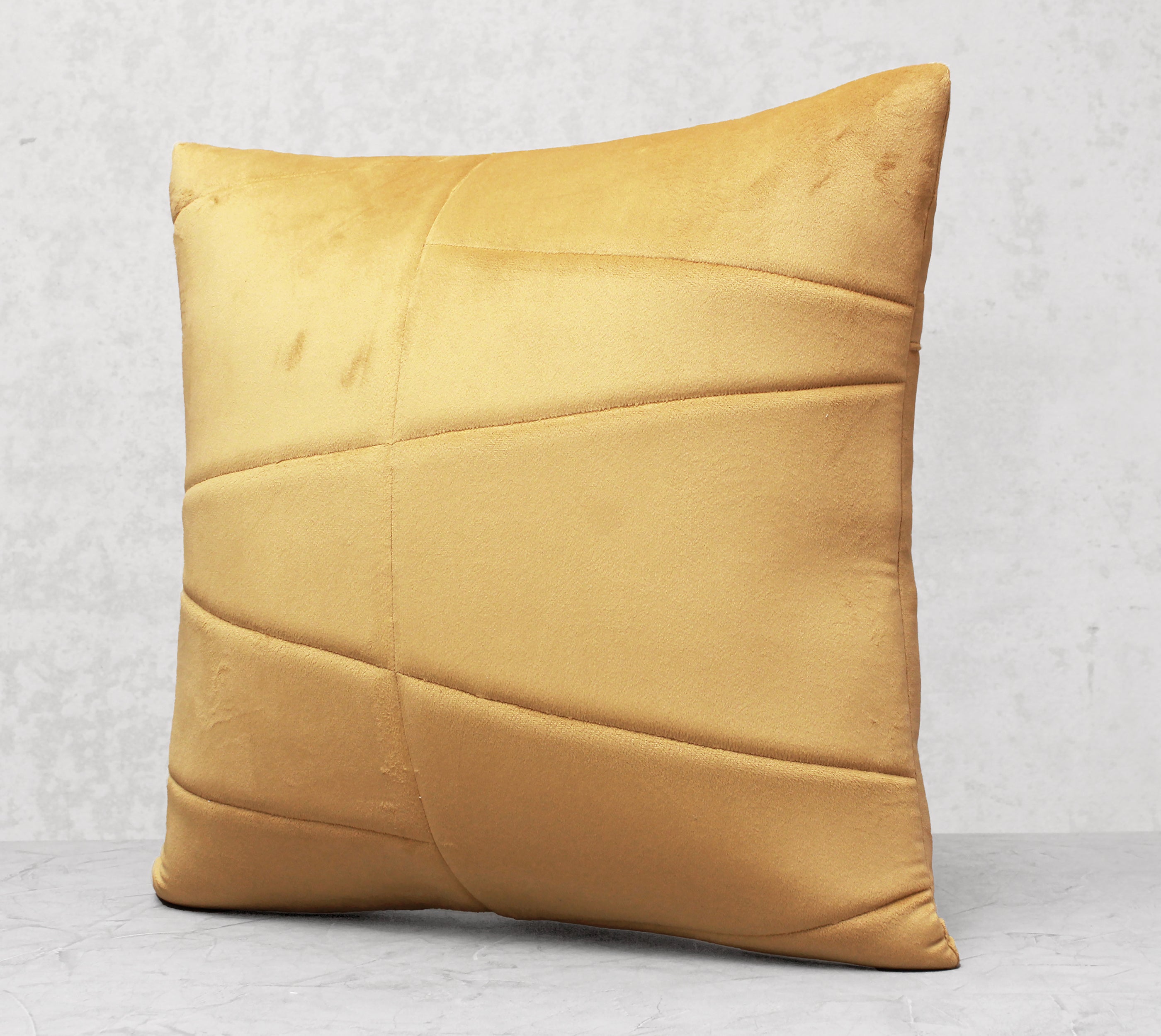 JASPER Yellow Quilted Velvet Cushion Cover