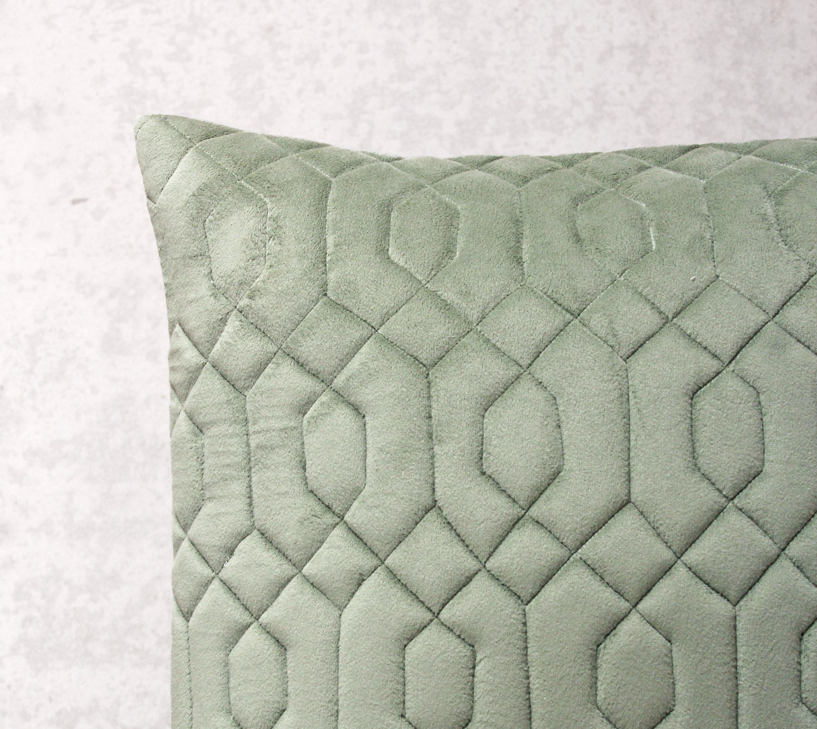 JASPER Sage Green Quilted Velvet Cushion Cover