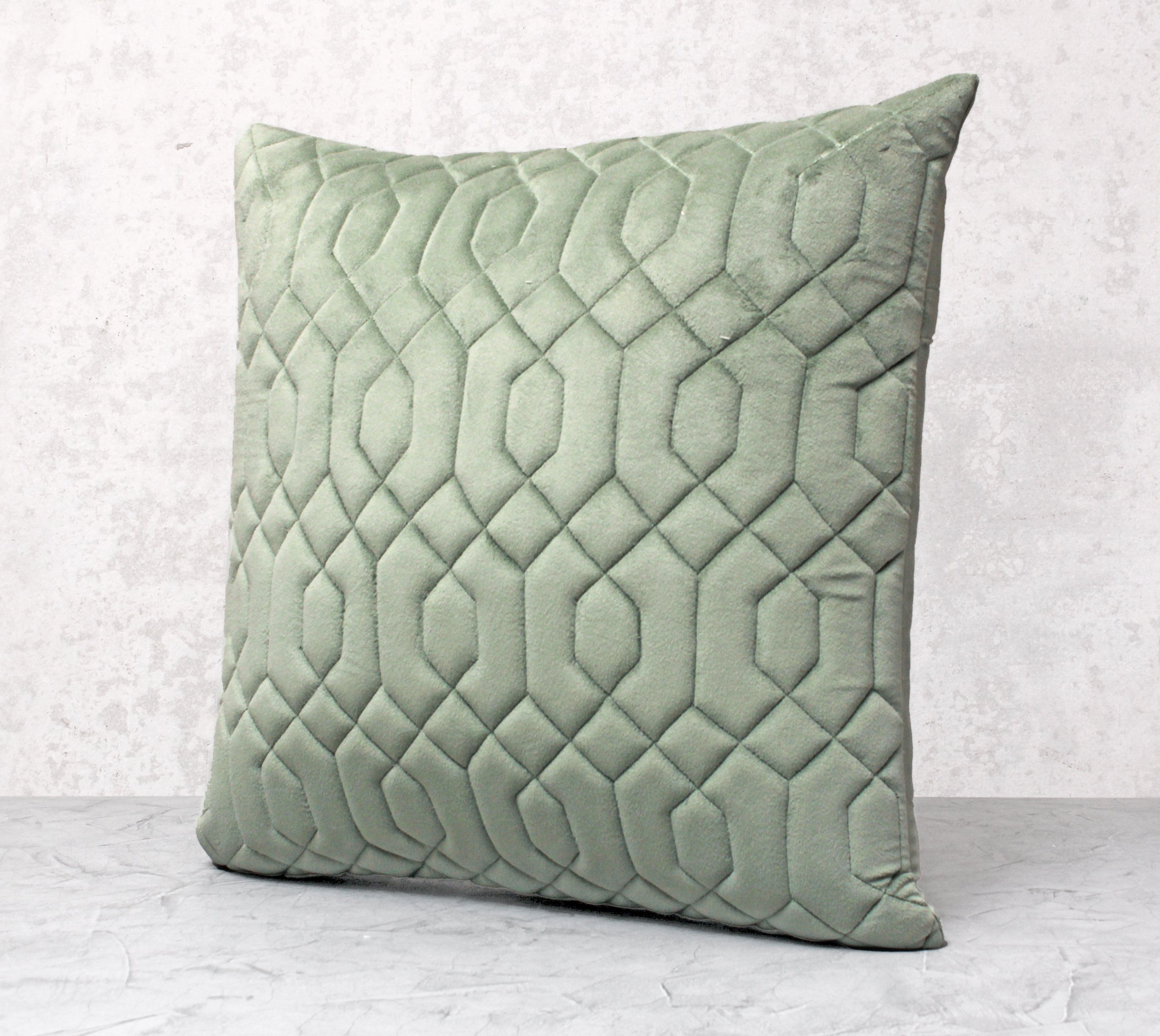 JASPER Sage Green Quilted Velvet Cushion Cover