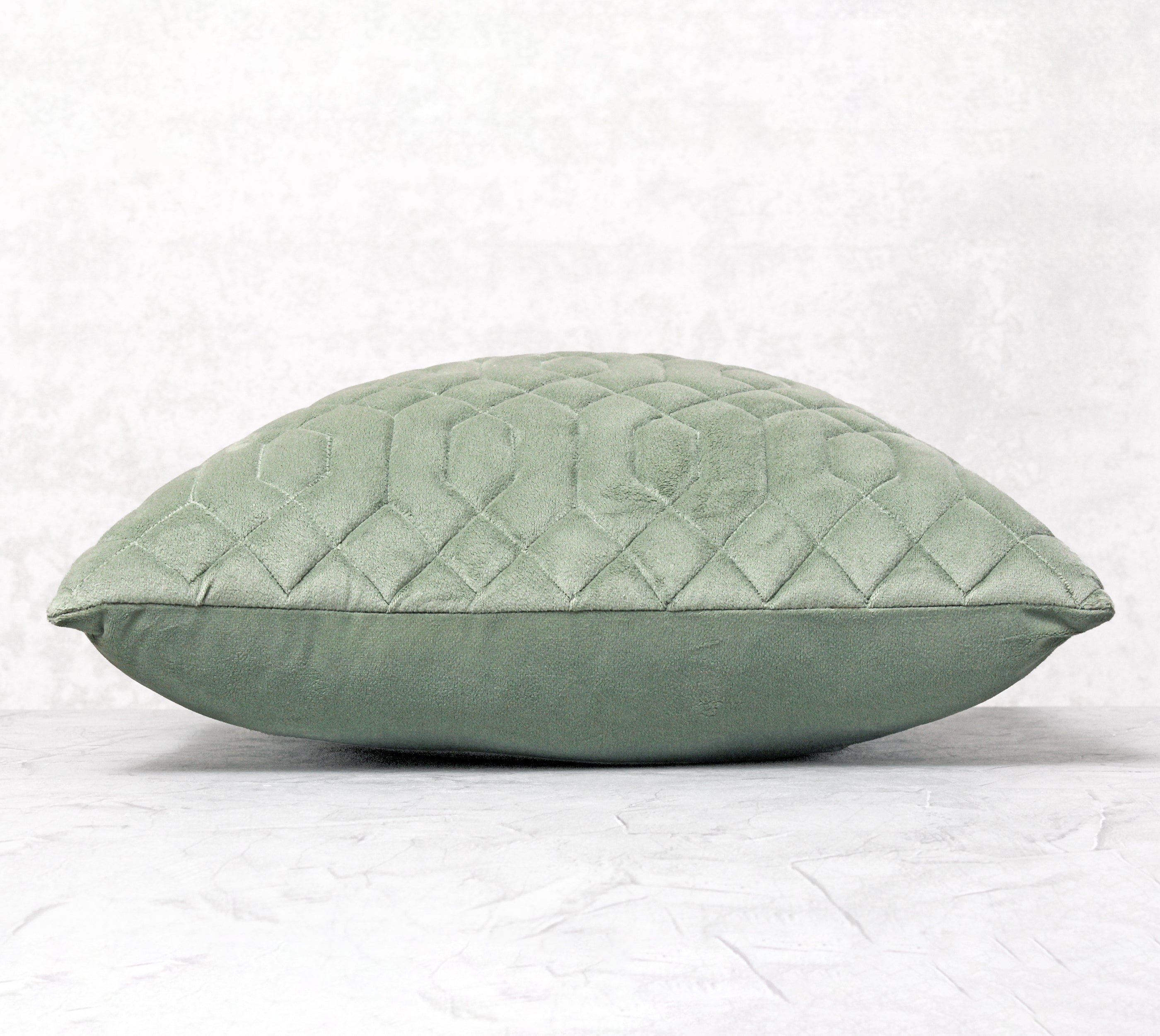 JASPER Sage Green Quilted Velvet Cushion Cover