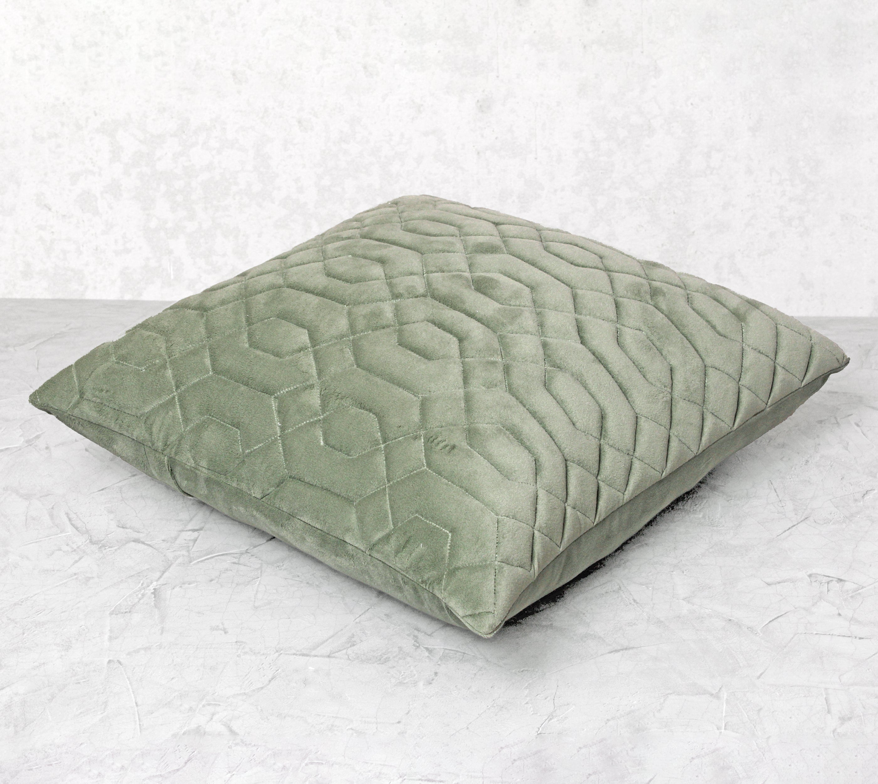 JASPER Sage Green Quilted Velvet Cushion Cover