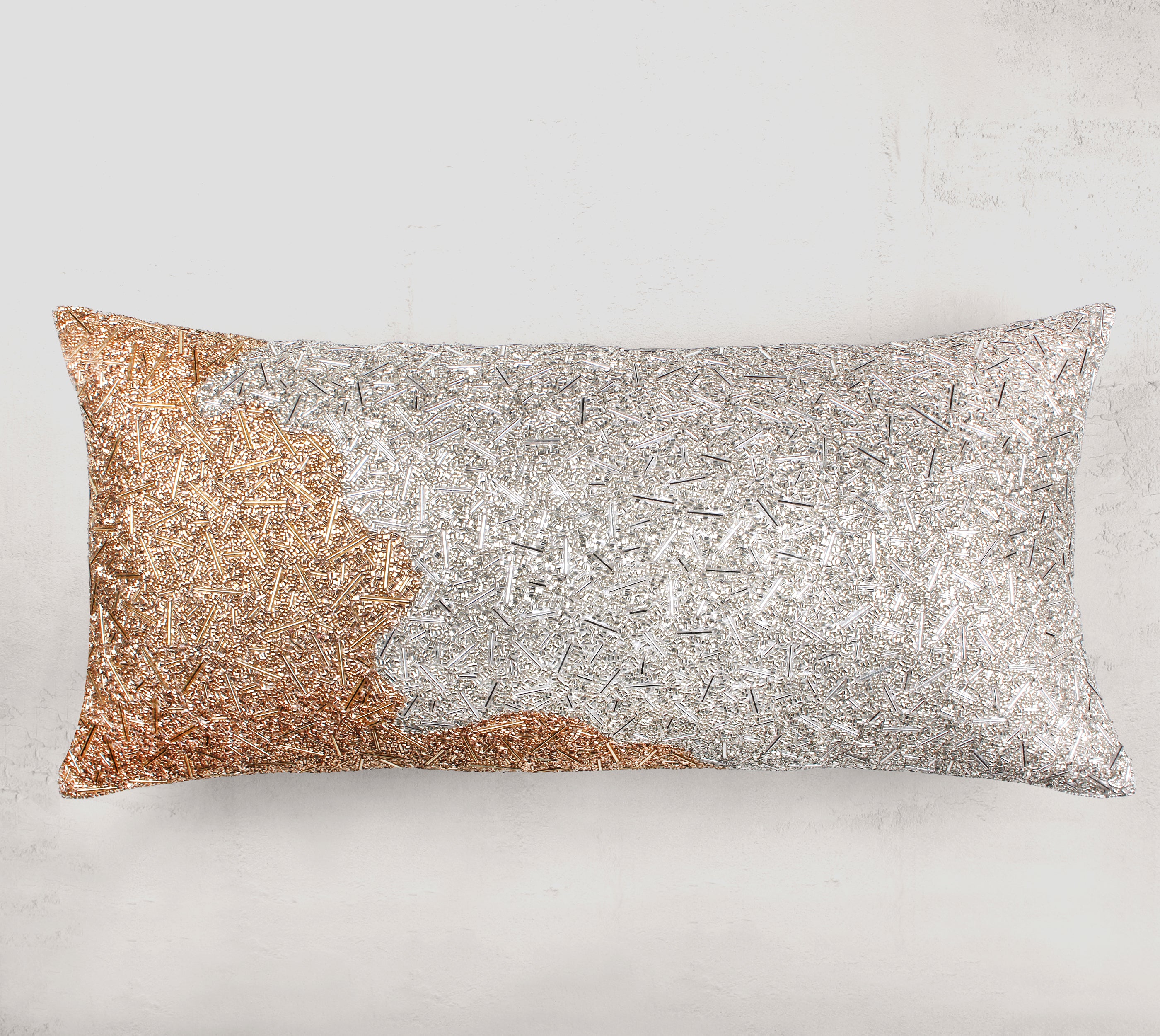 AURORA Gold Silver Beaded Cushion Cover