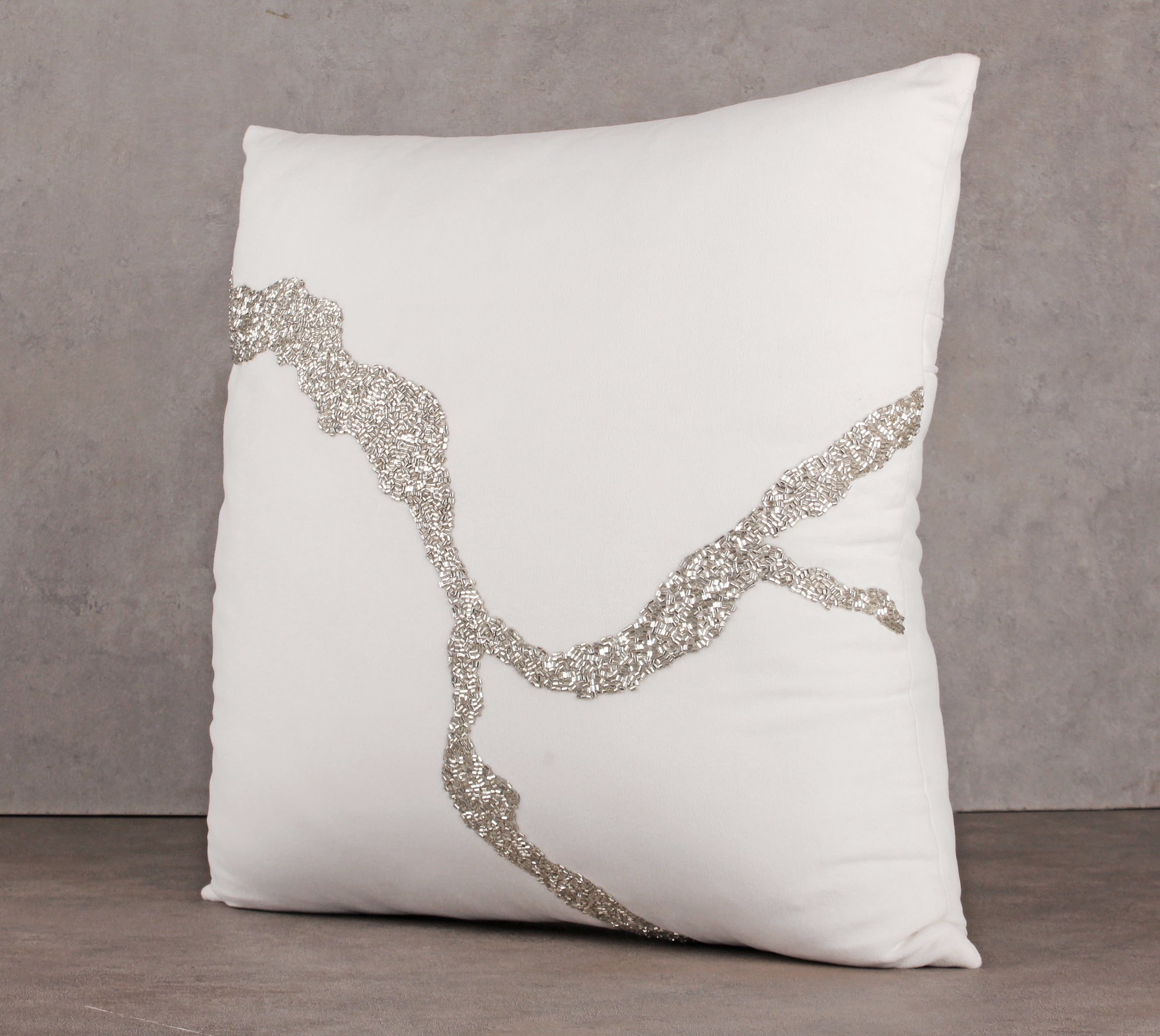 White and Silver Cushion Cover