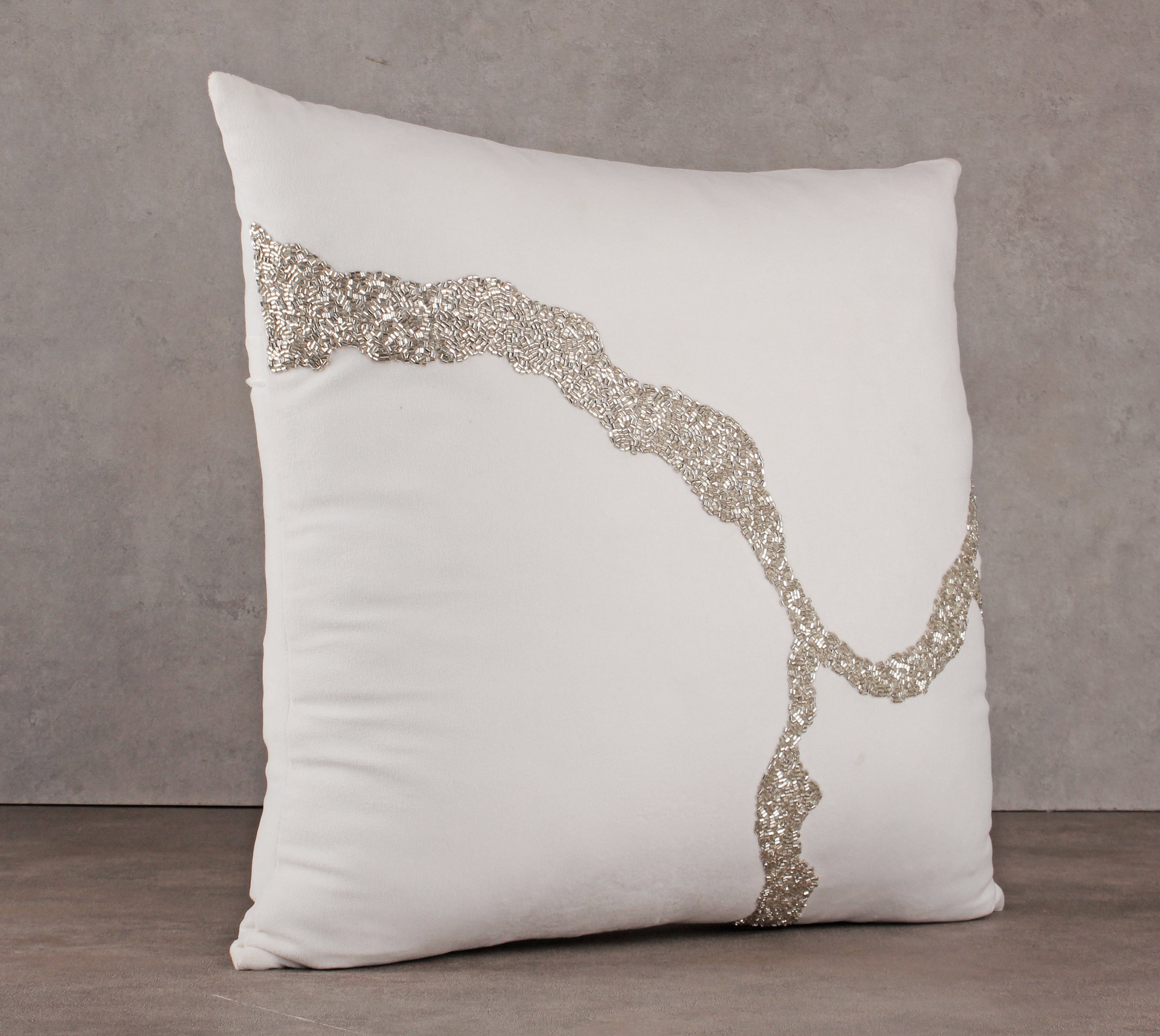 White and Silver Cushion Cover