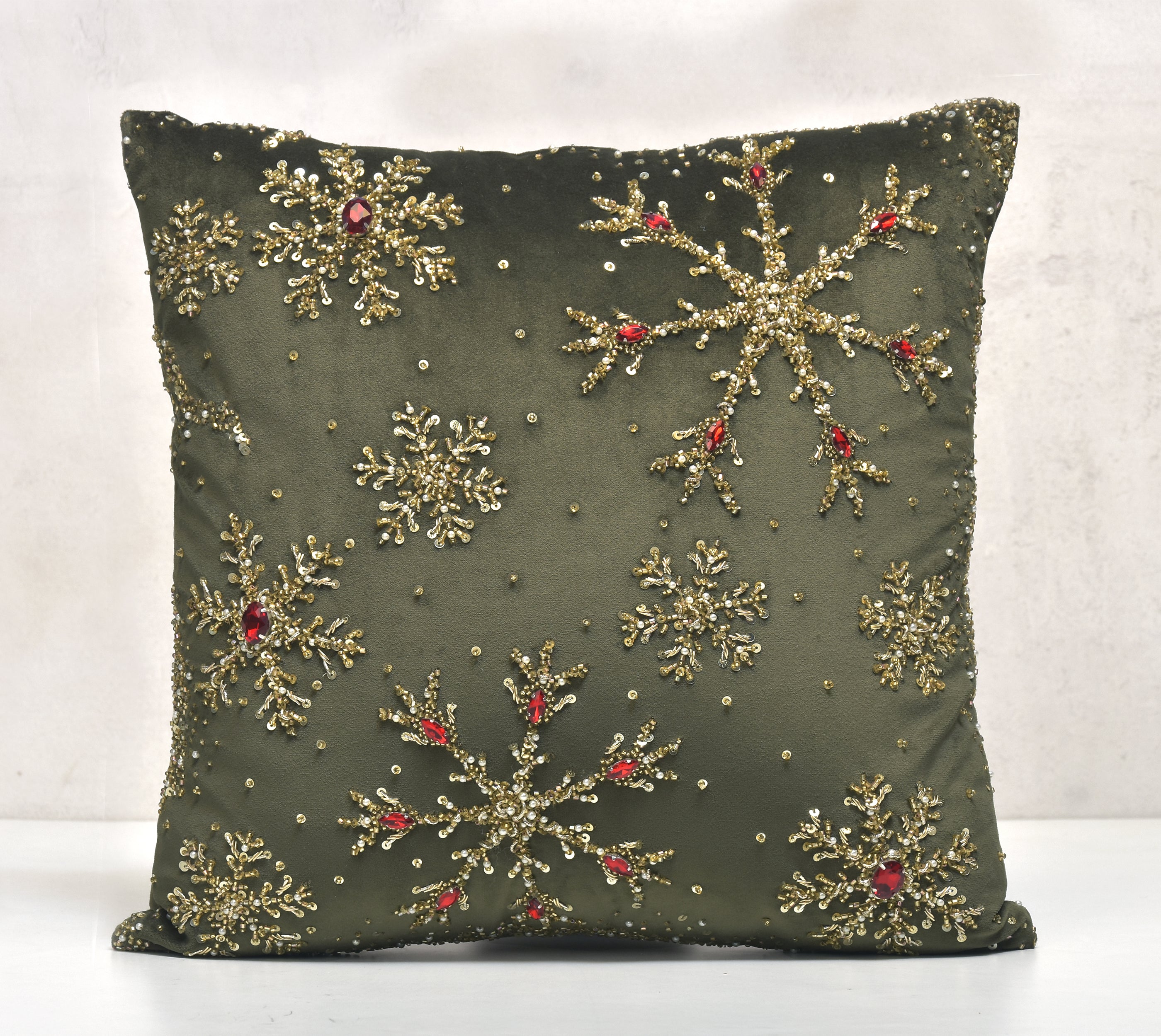 CHRISTMAS Green Velvet Cushion Cover