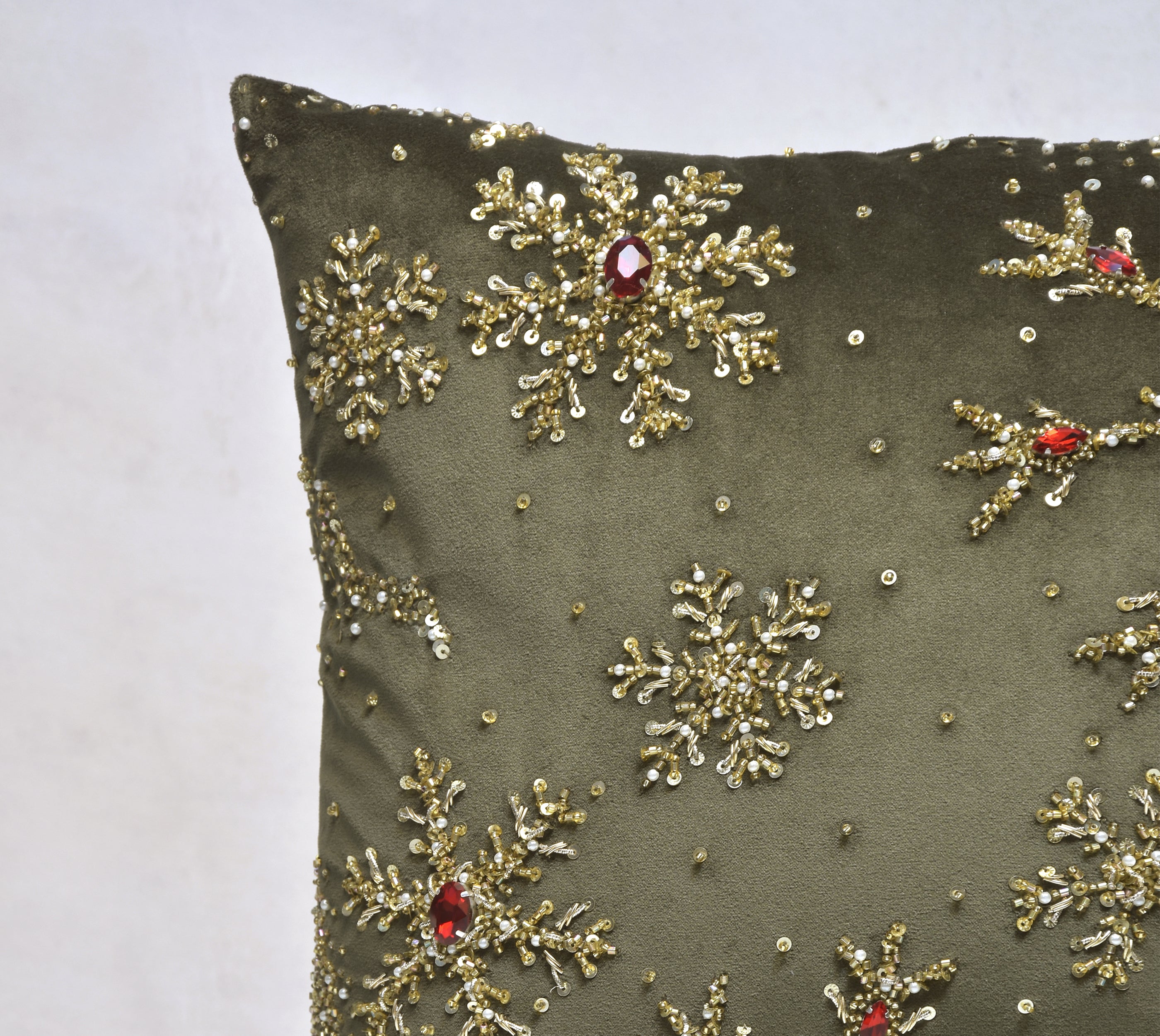 CHRISTMAS Green Velvet Cushion Cover