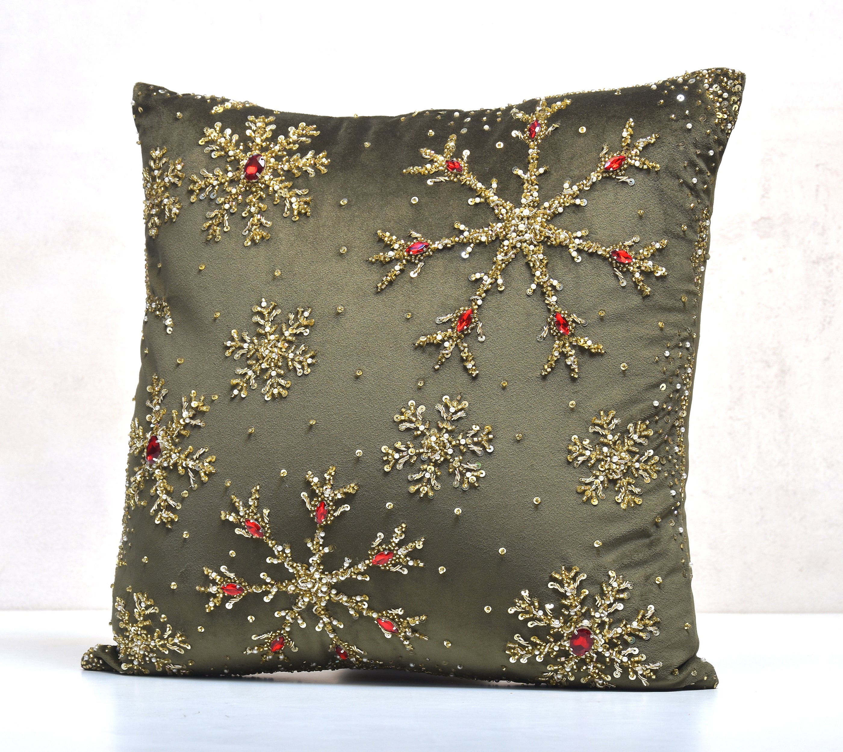 CHRISTMAS Green Velvet Cushion Cover