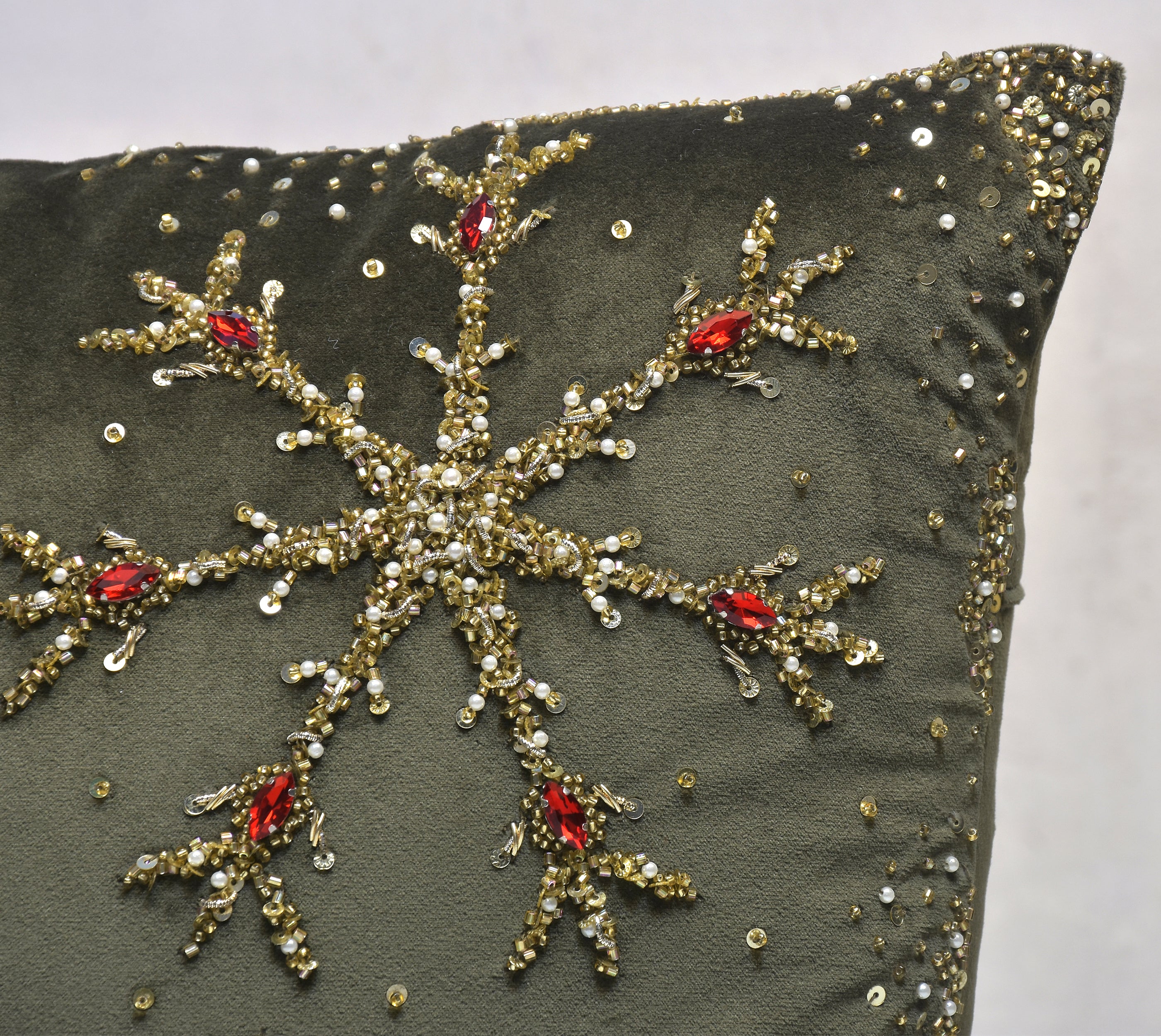 CHRISTMAS Green Velvet Cushion Cover