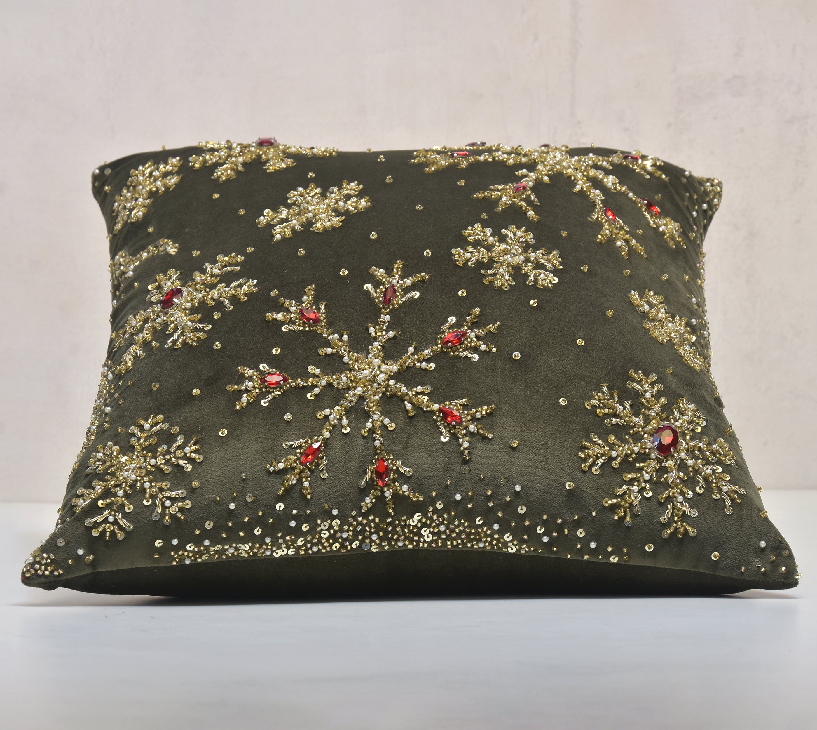 CHRISTMAS Green Velvet Cushion Cover