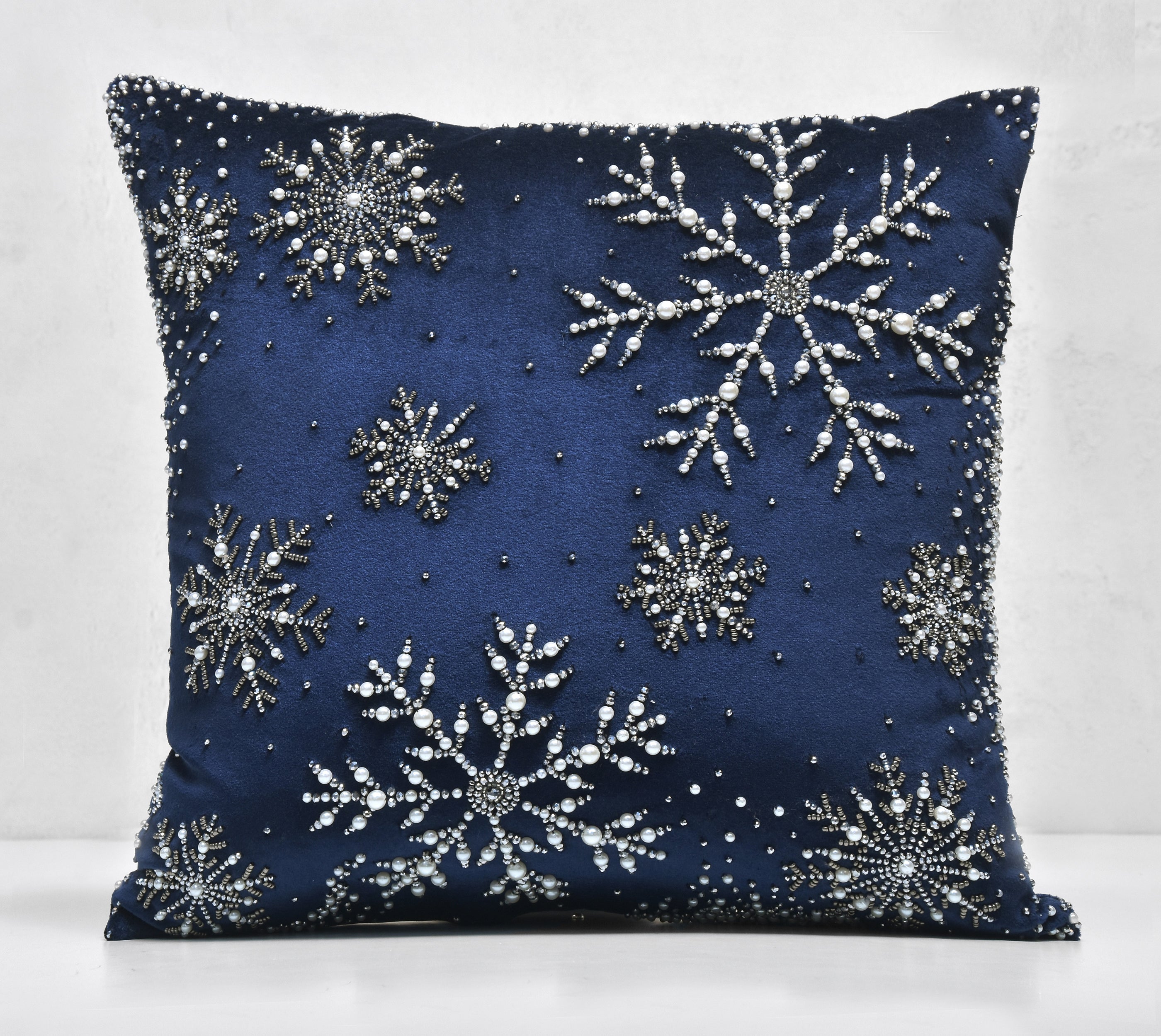 CHRISTMAS Navy Blue Velvet Cushion Cover