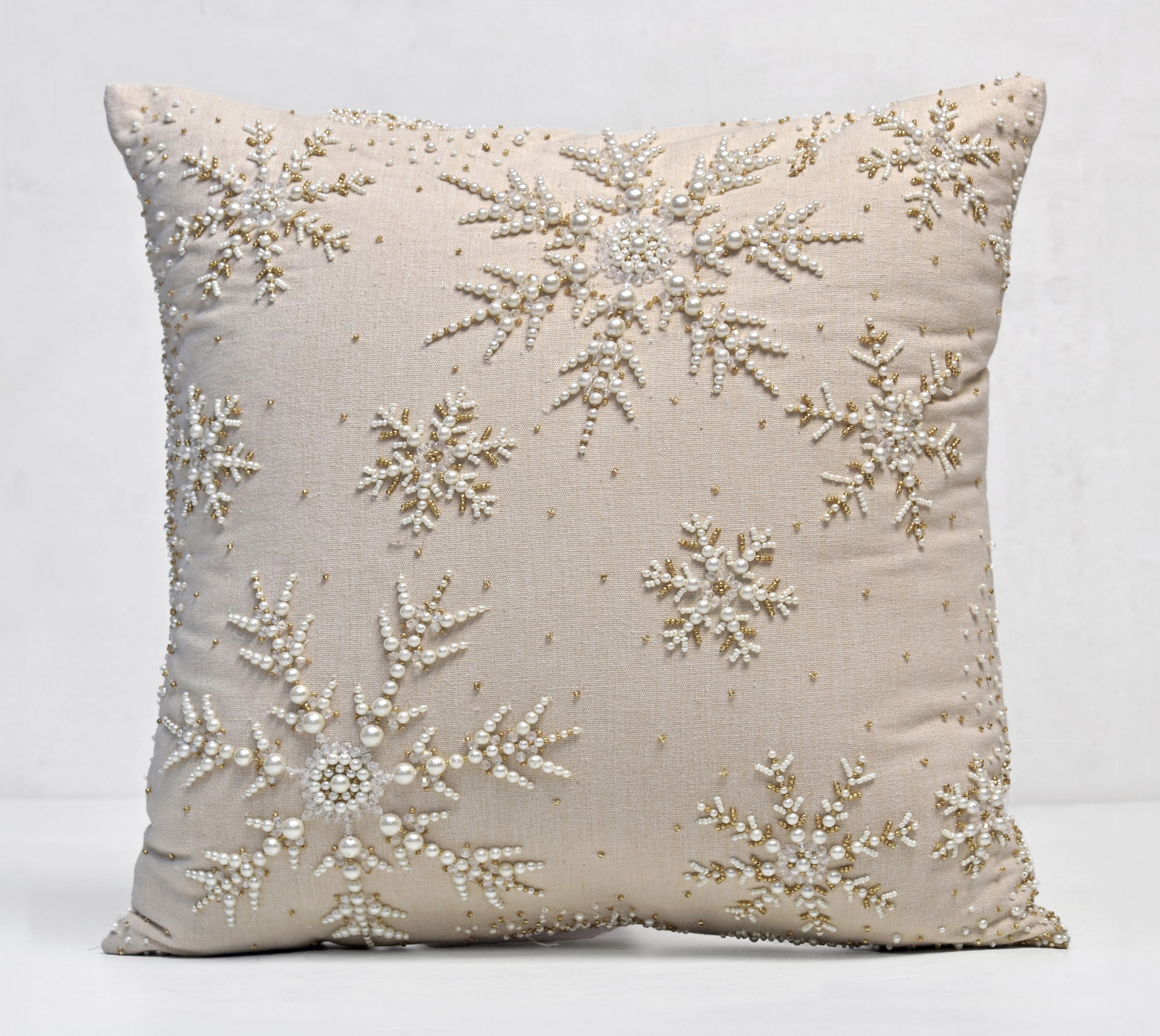 CHRISTMAS Light Beige Cotton Cushion Cover