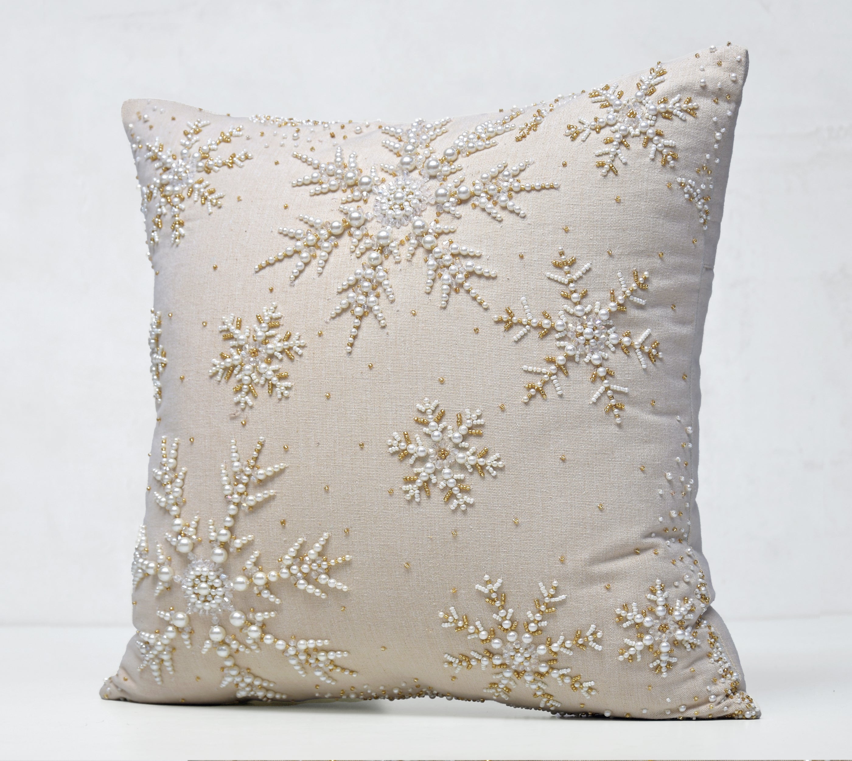 CHRISTMAS Light Beige Cotton Cushion Cover