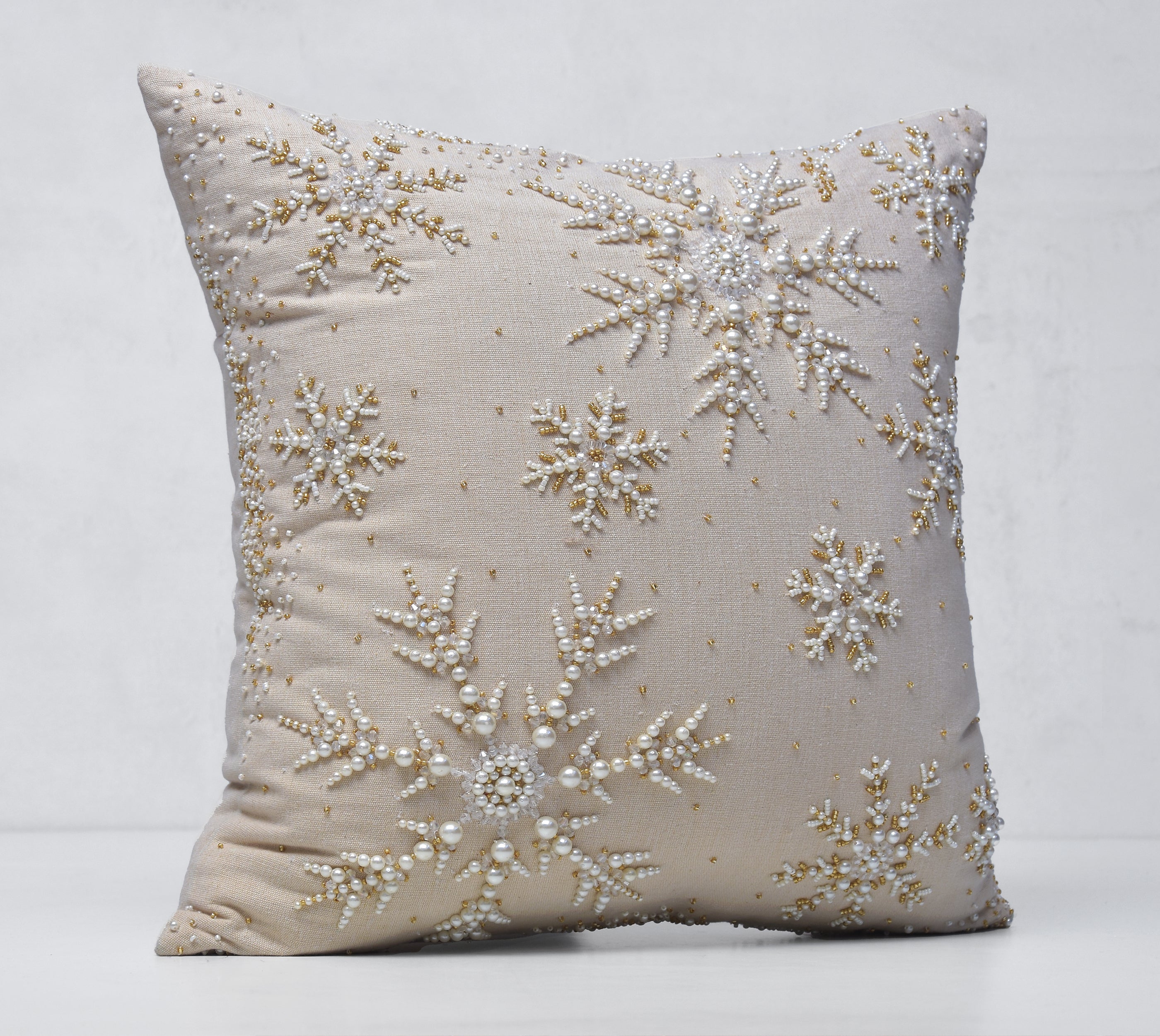 CHRISTMAS Light Beige Cotton Cushion Cover