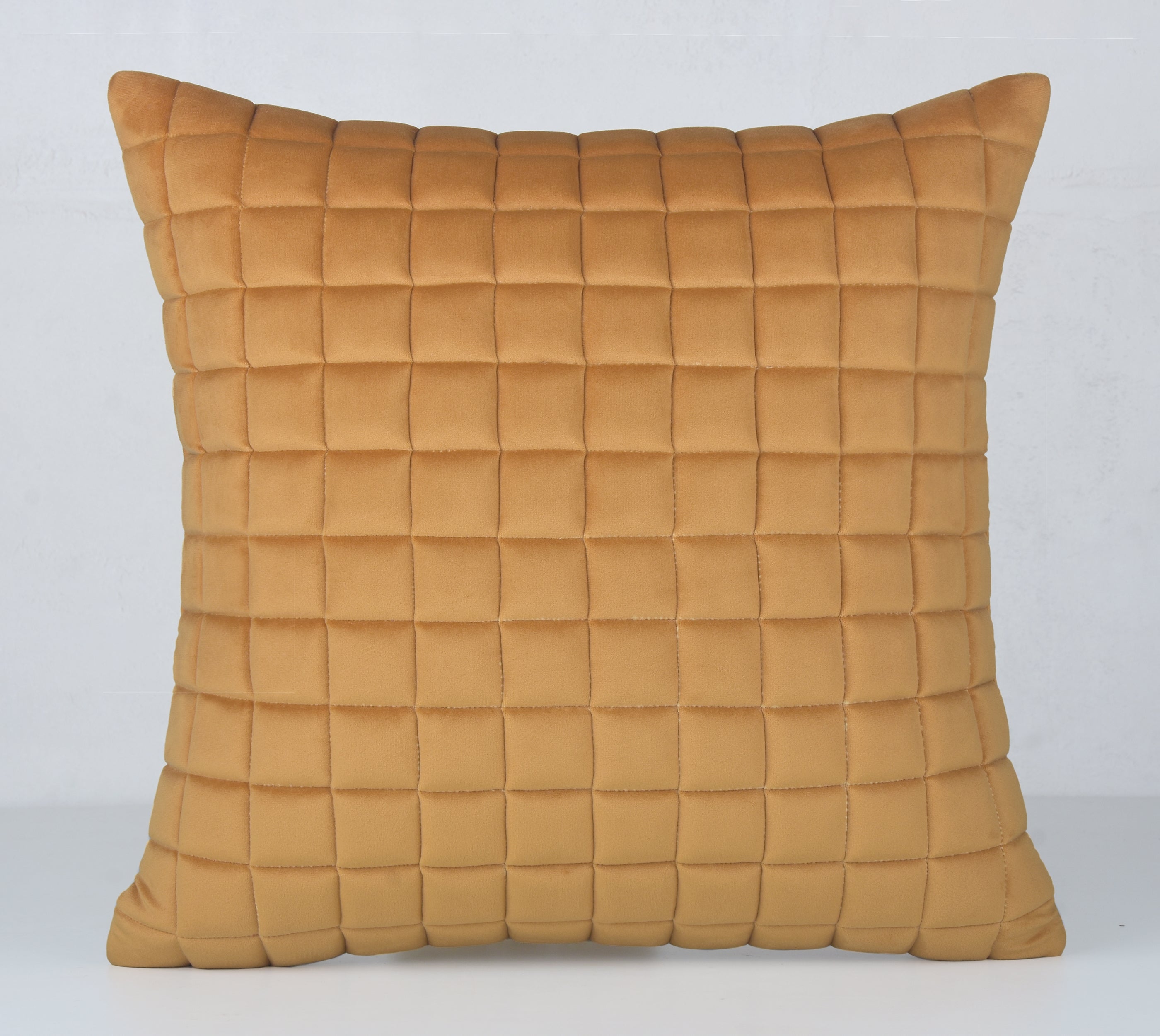 MATRIX Yellow Quilted Velvet Cushion Cover